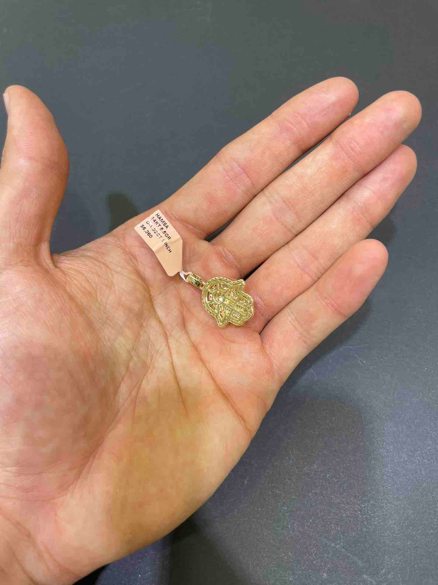 "Iced Hamsa" Vs1 natural diamonds Hamsa Hand of God Pendant