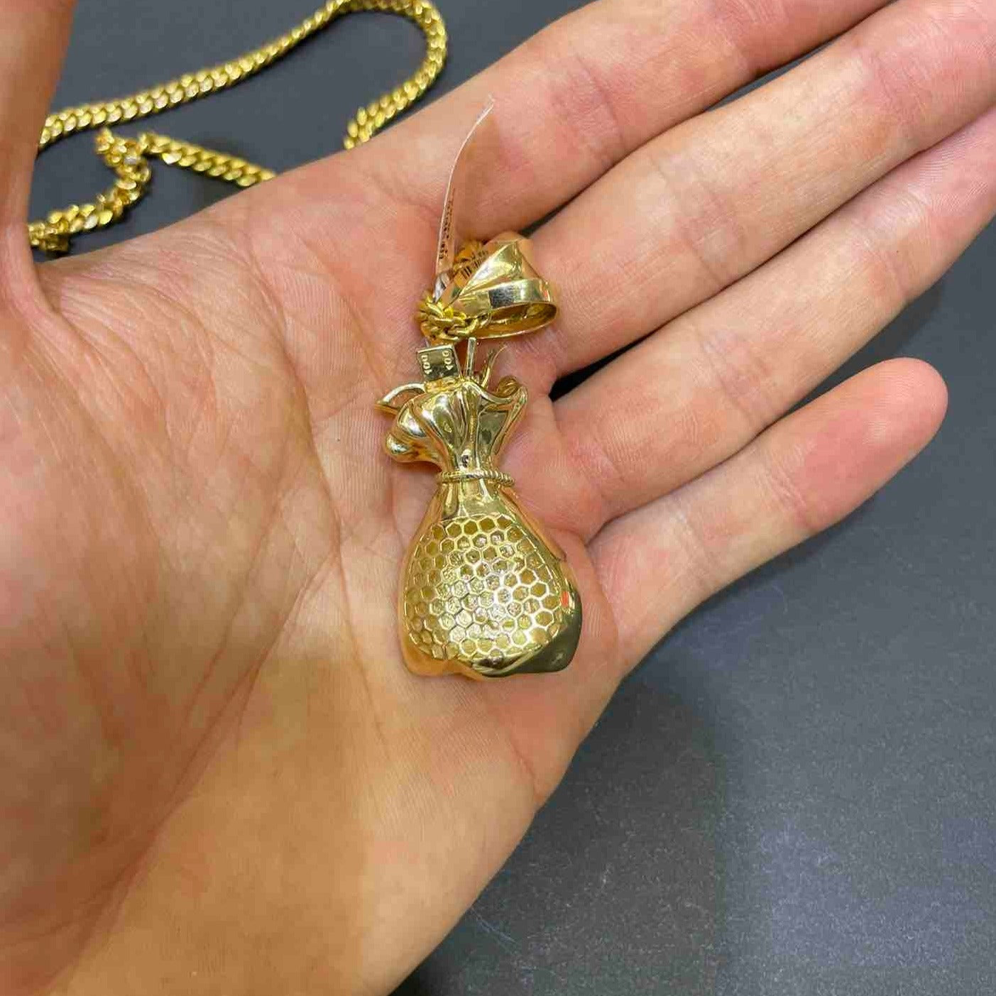 New 14k Vs-1 Money Bags Custom Diamond Pendant