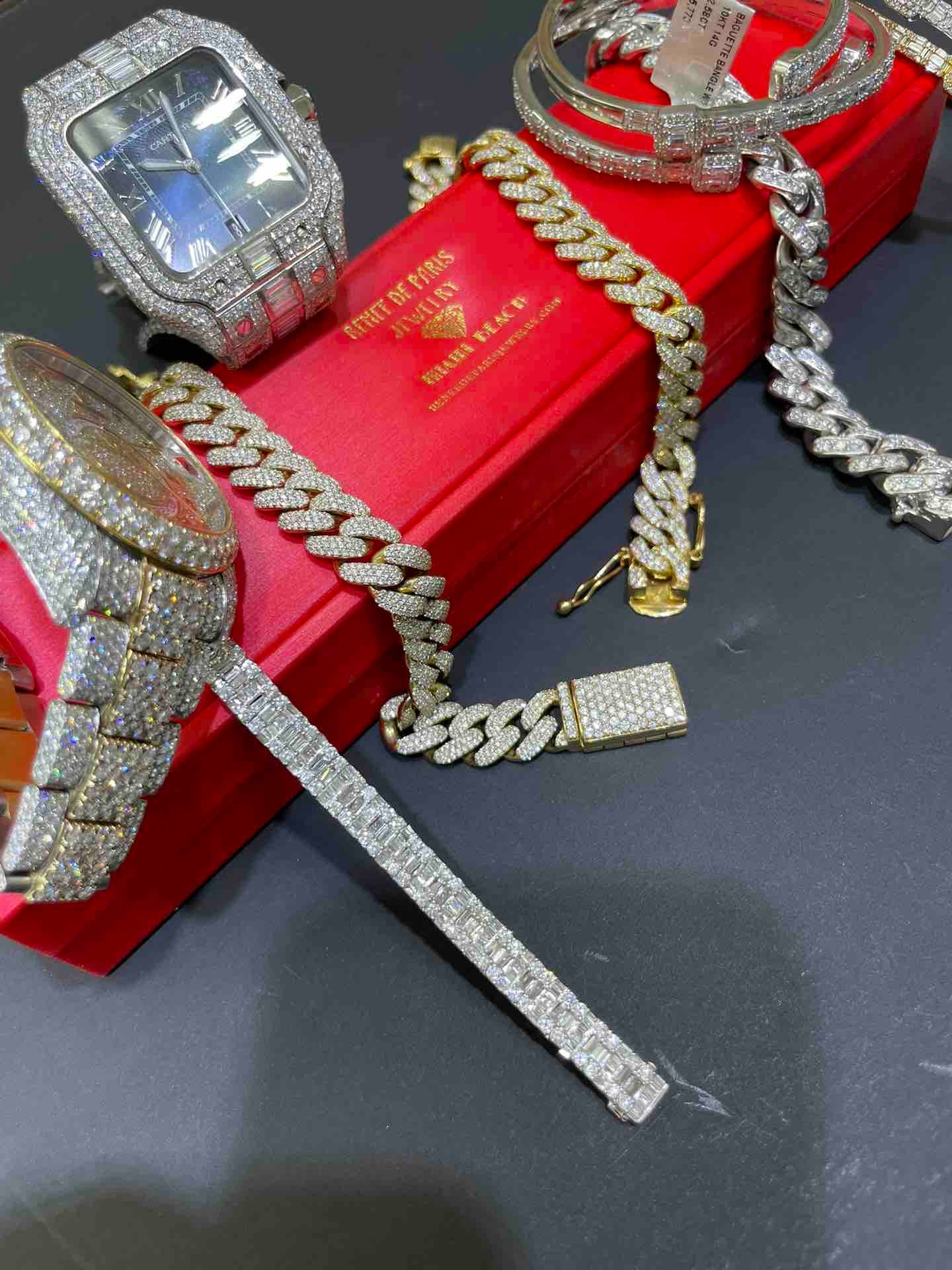 41 mm Cartier Santos xl “iced Bust down” Baguettes 32cts Natural Diamonds