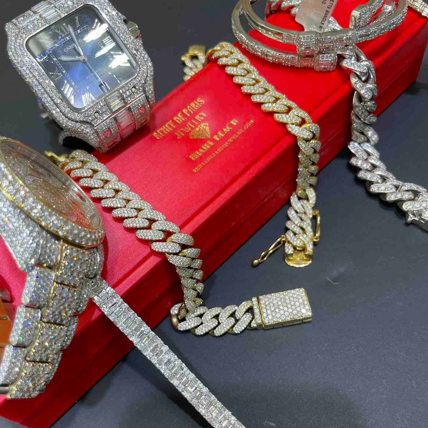 "White Gold Bust Down Cuban Bracelet 14k"