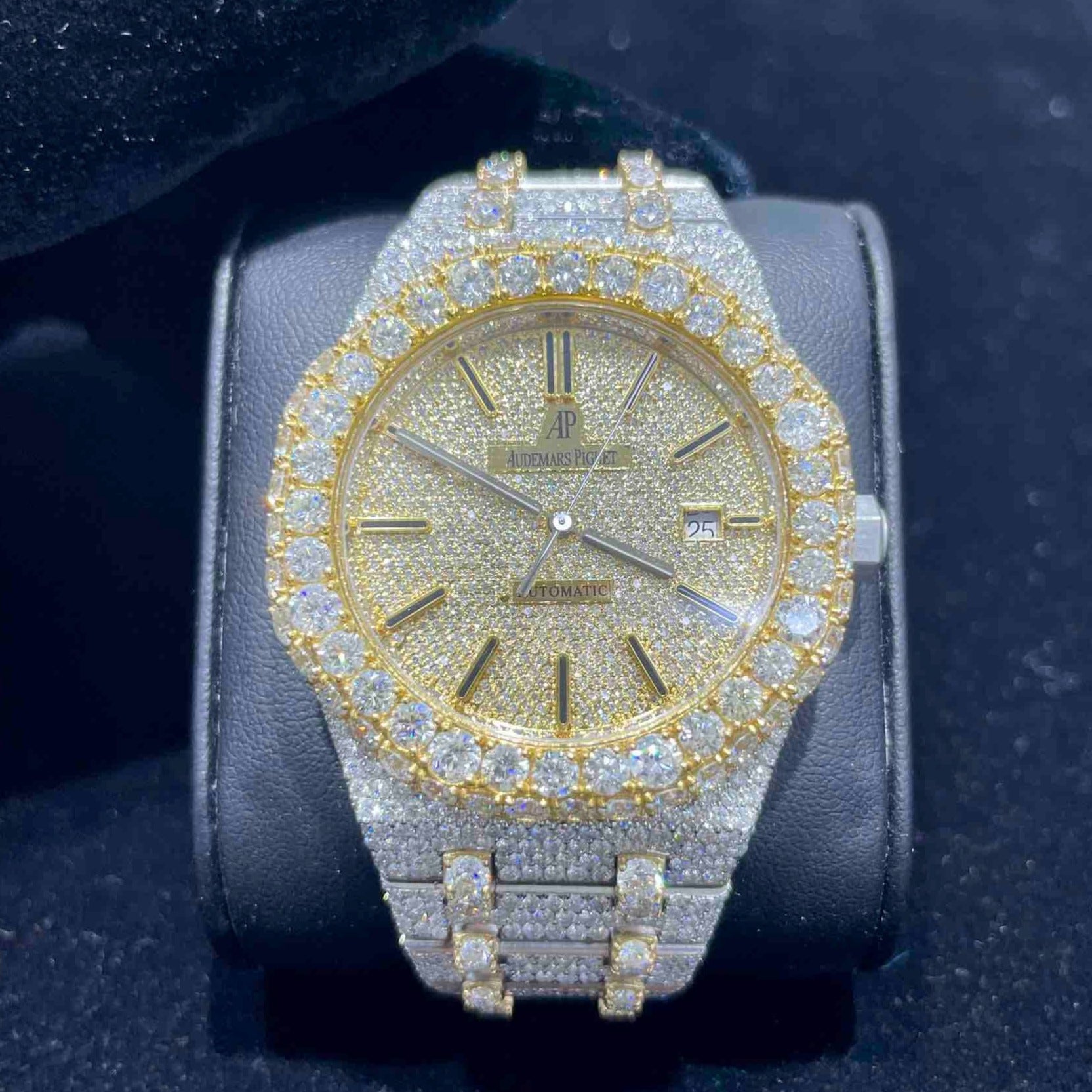iced out Audemars Piguet Automatic Two-e Iced Full "Bust down" Iced AP watch natural vvs diamonds 42 cts t.w.