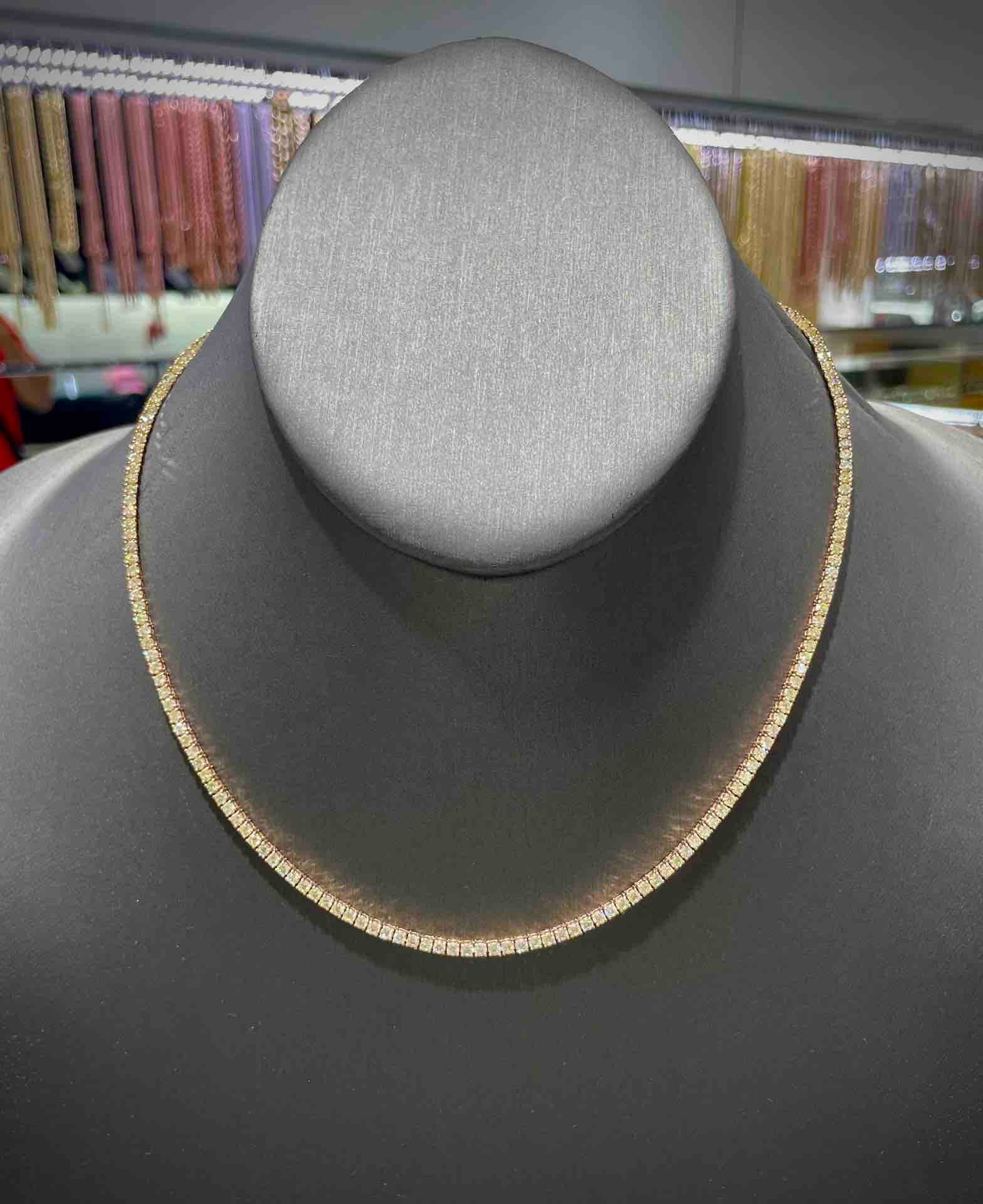 vs1 14k "bust down" tennis chain iced 6.32 cts natural diamonds t.w. rose gold