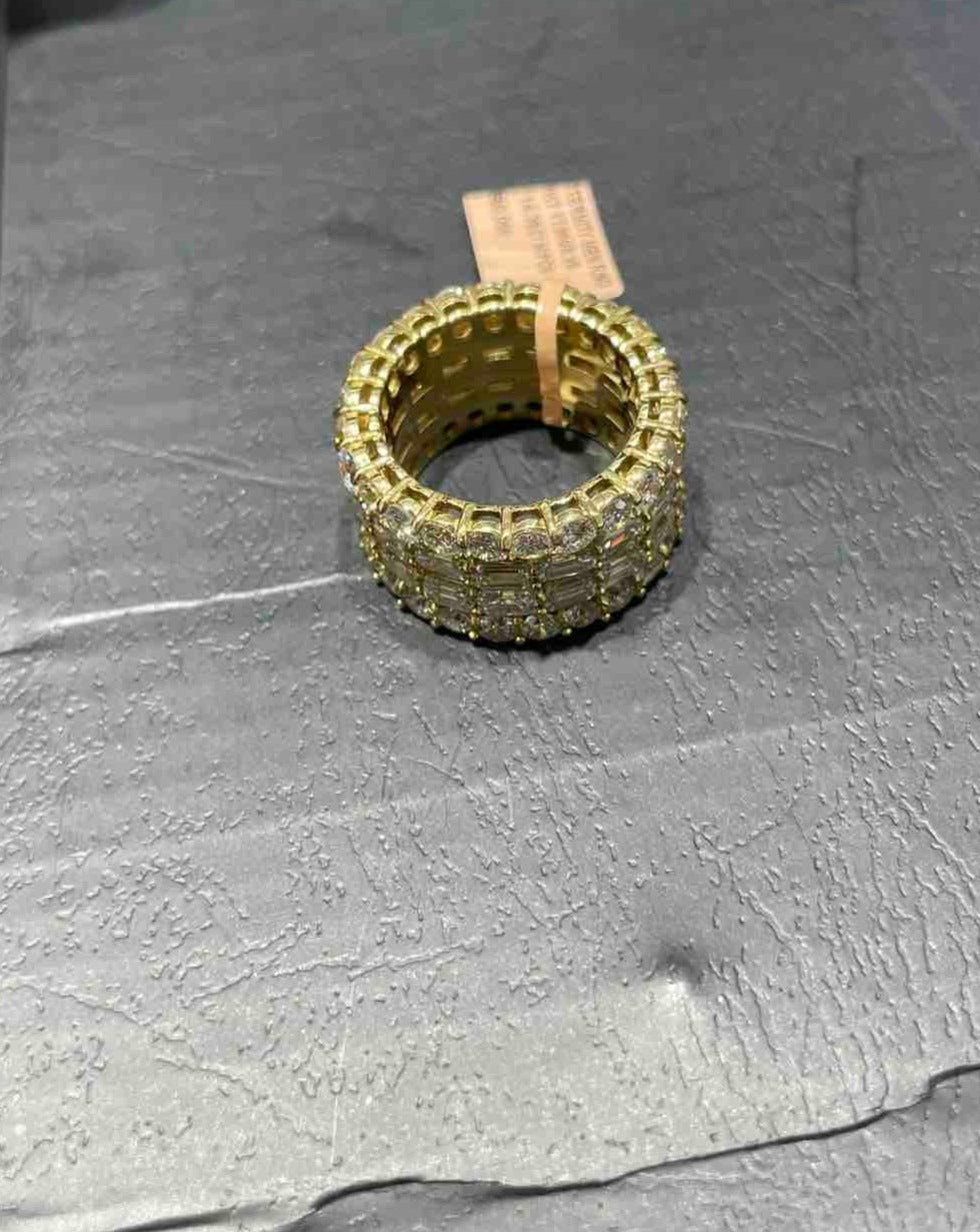 Iced Out Diamond Ring Eternity Emerald Cut