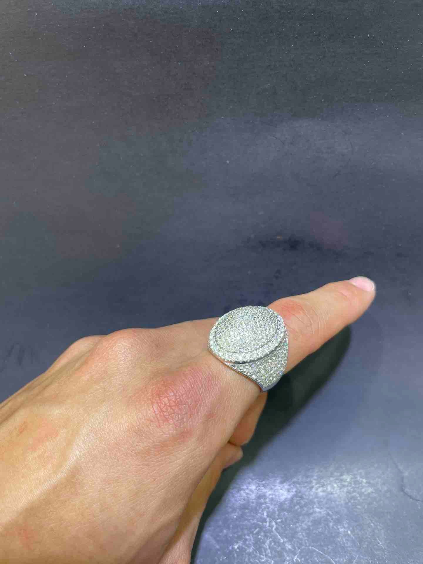 "Mens Ring Iced 14k white gold"