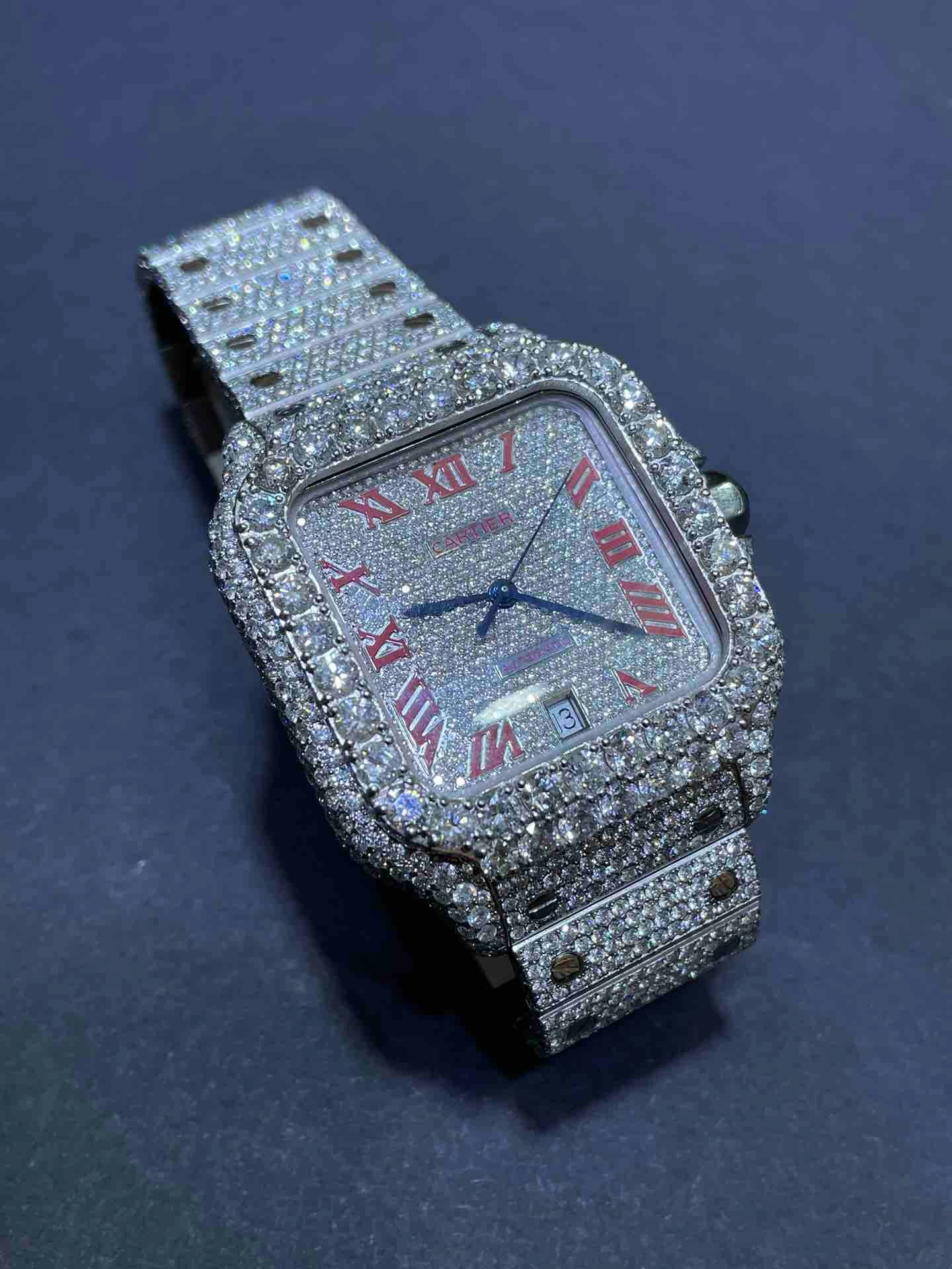 41mm Cartier Xl Vvs-1 "iced bust down" 25 cts "Avalanche" iced out watch