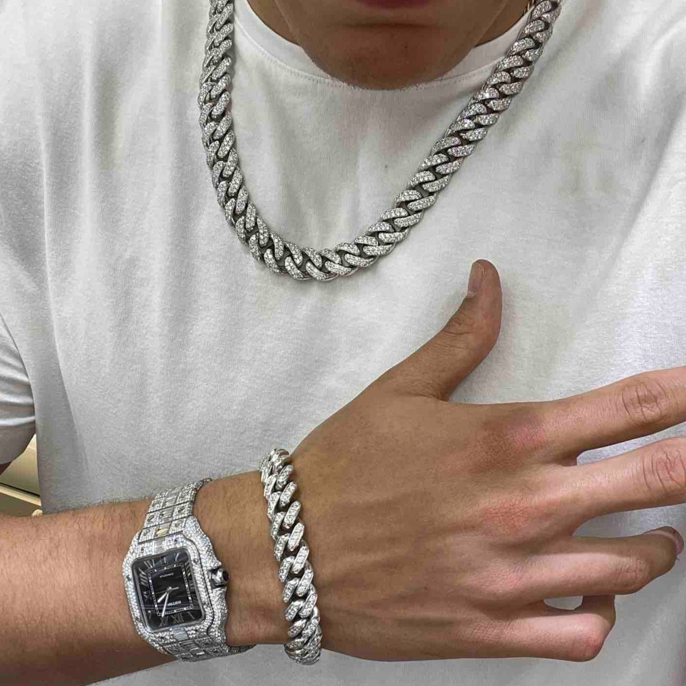 "White Gold Bust Down Cuban Bracelet 14k"