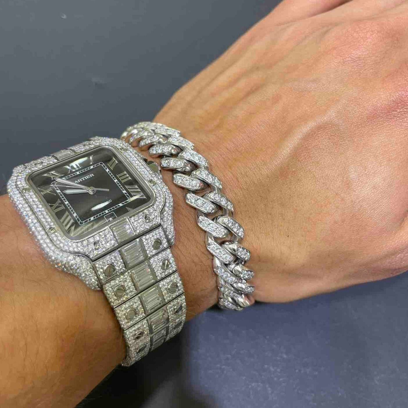 "White Gold Bust Down Cuban Bracelet 14k"