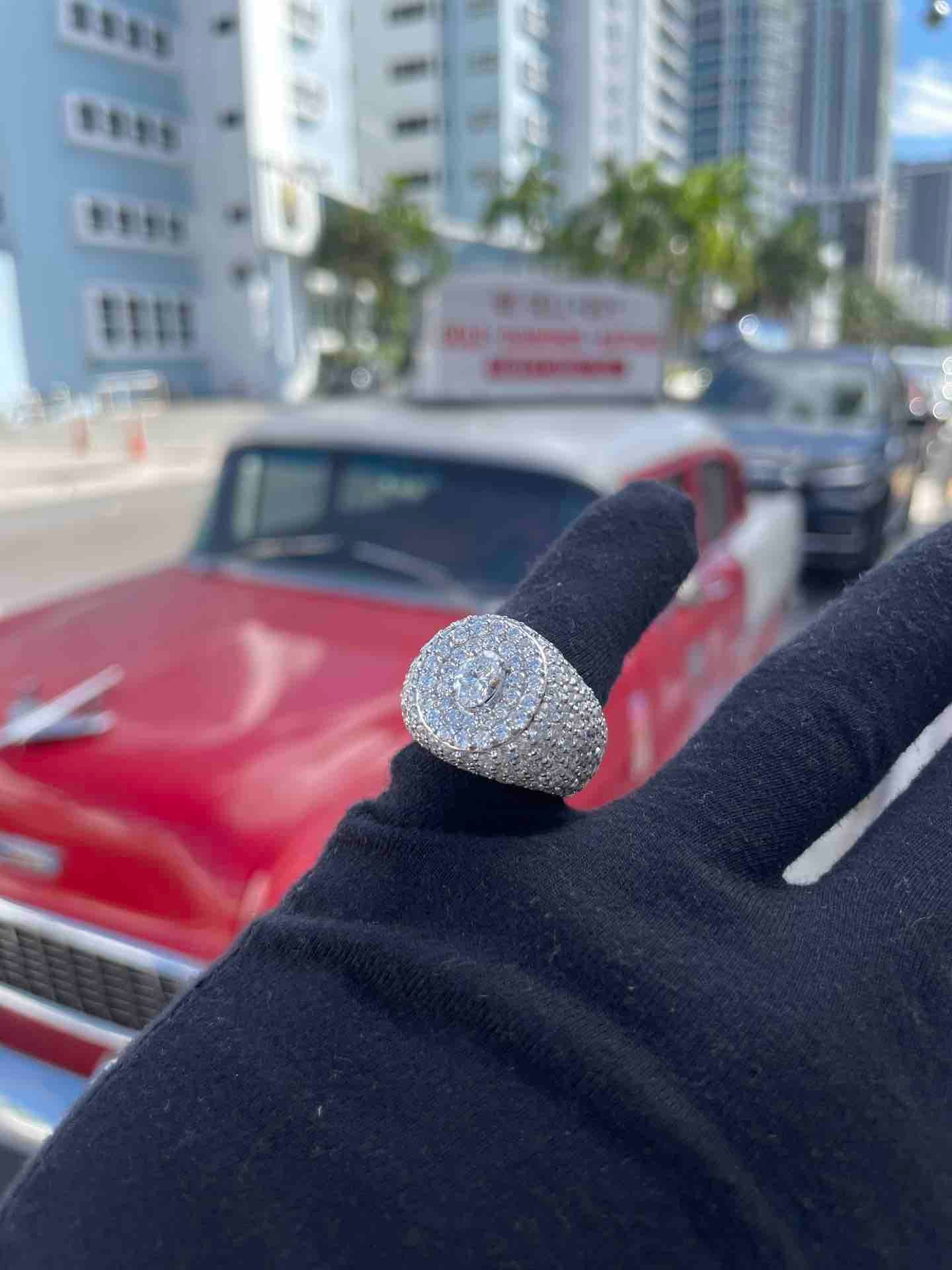 14k ICED OUT VVS RING FULLY