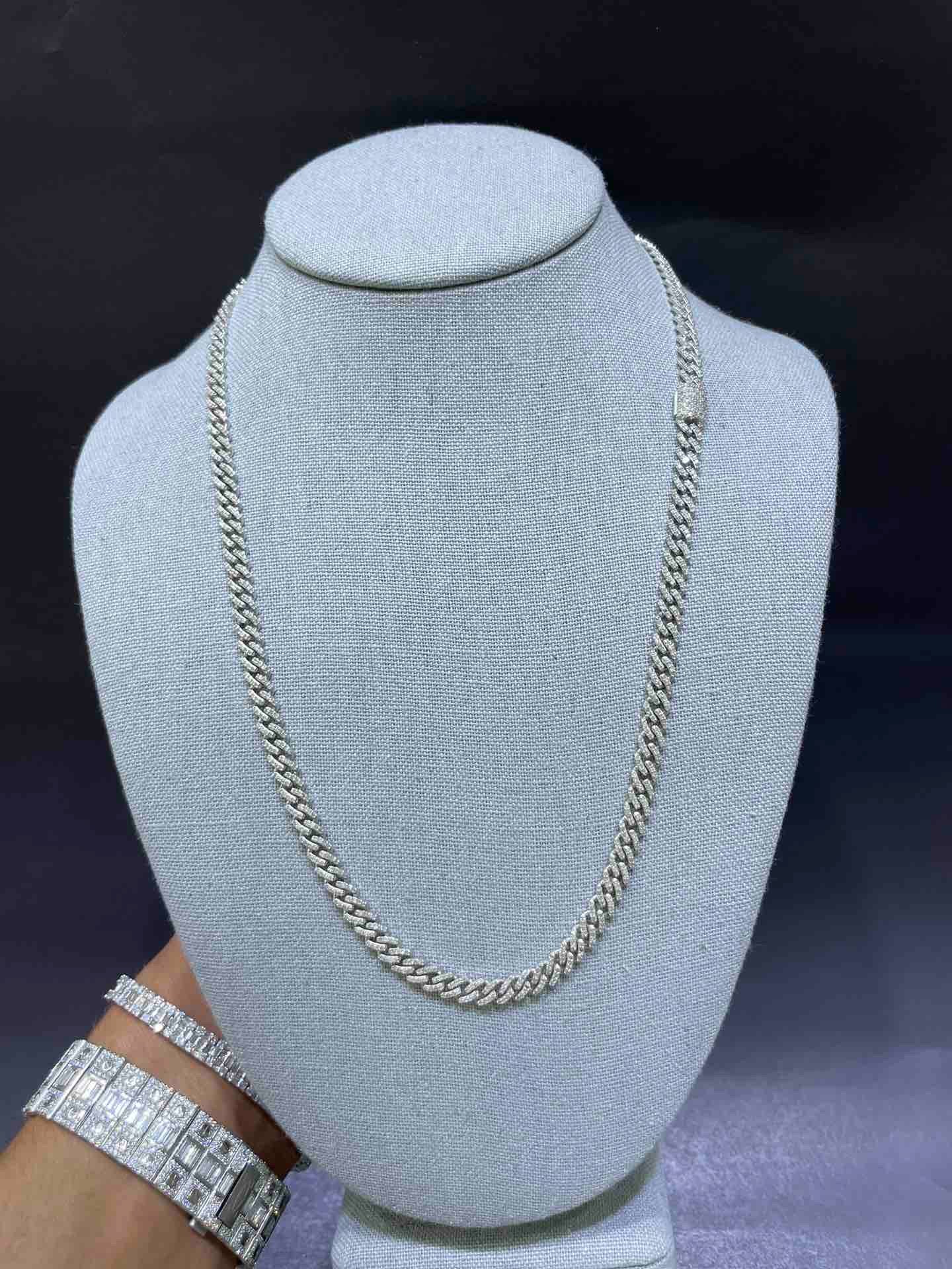 10k Iced Out Cuban Link White Gold