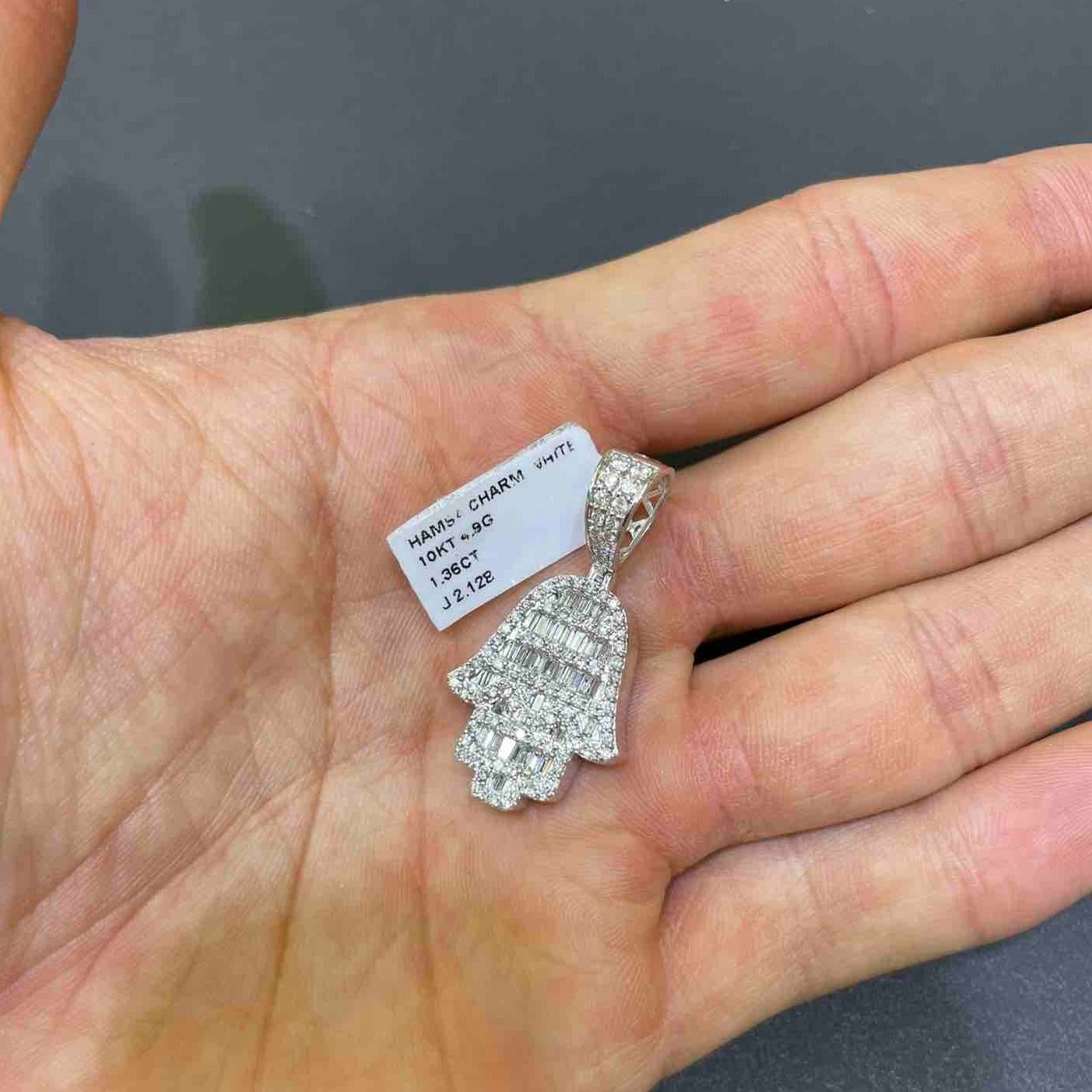 14k VVS1 Natural Diamond Hand of God 14k Iced Pendant