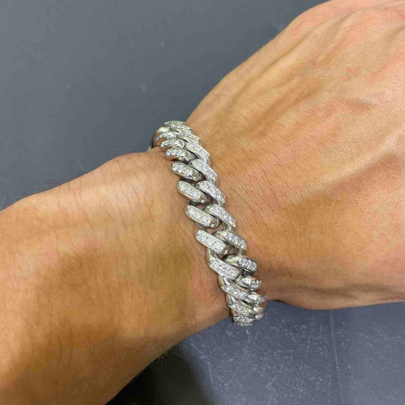 "White Gold Bust Down Cuban Bracelet 14k"