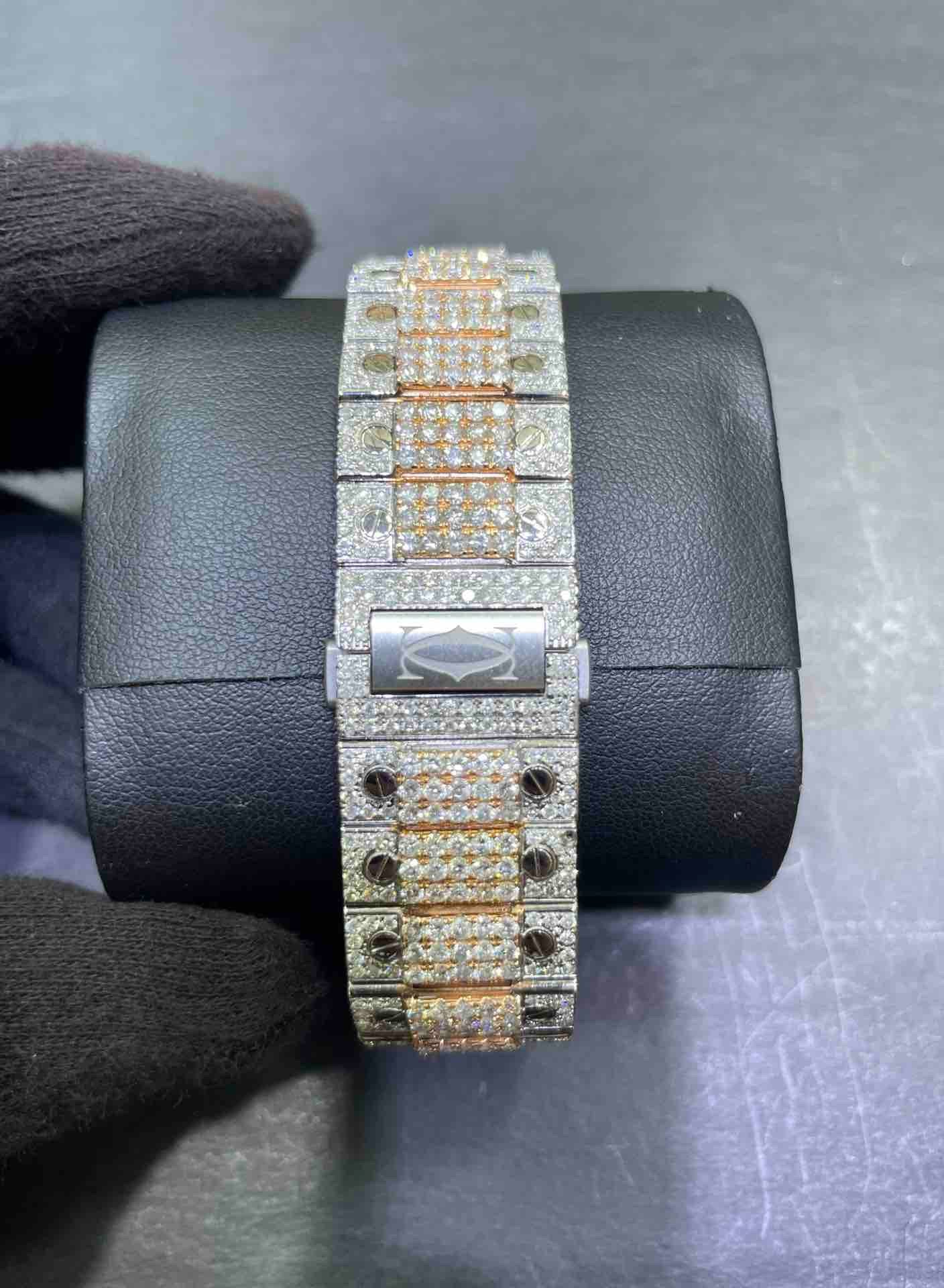 41mm rose gold cartier santos xl watch "iced bustdown"30cts t.w.