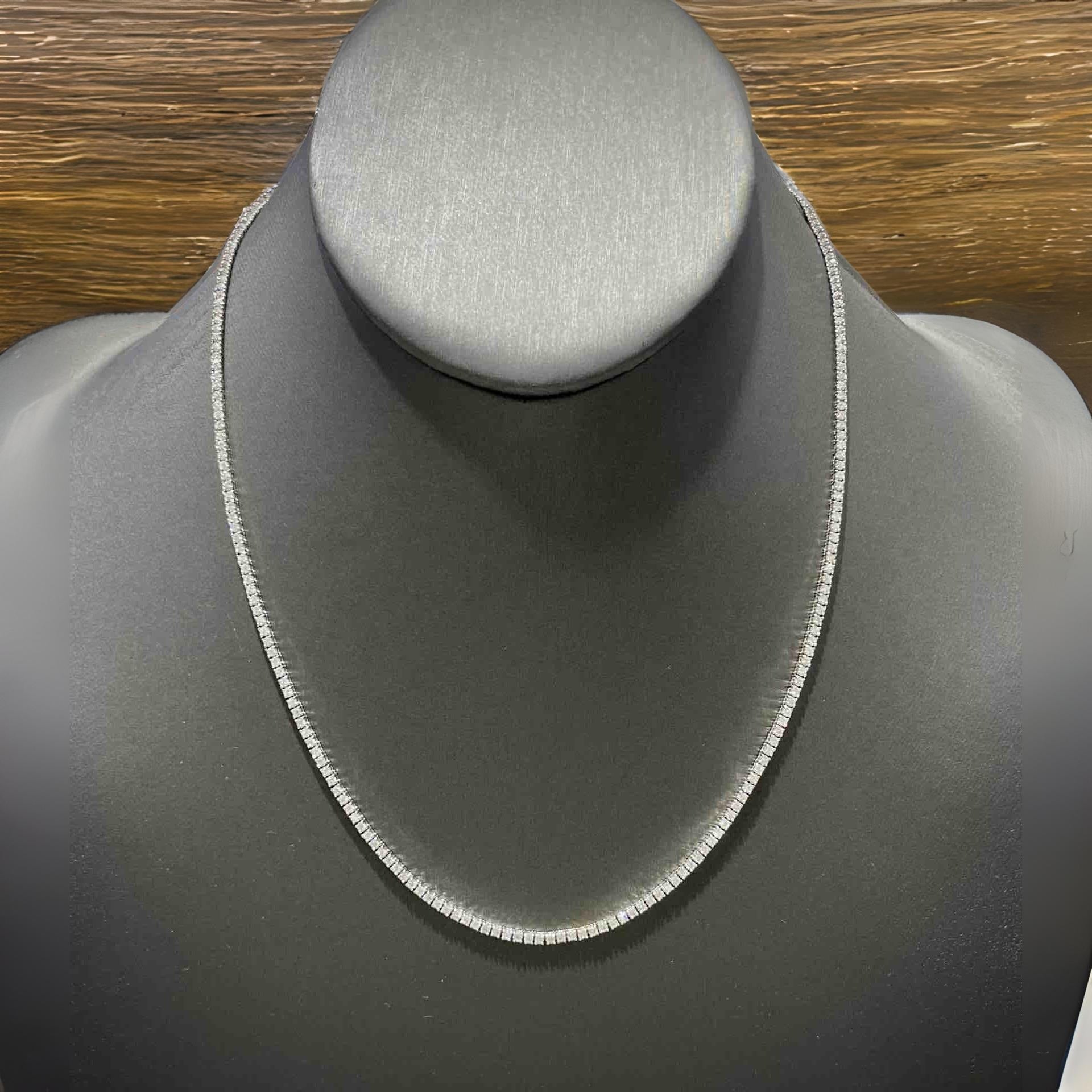 vs1 14k "bust down" tennis chain iced 6.32 cts natural diamonds t.w. white gold