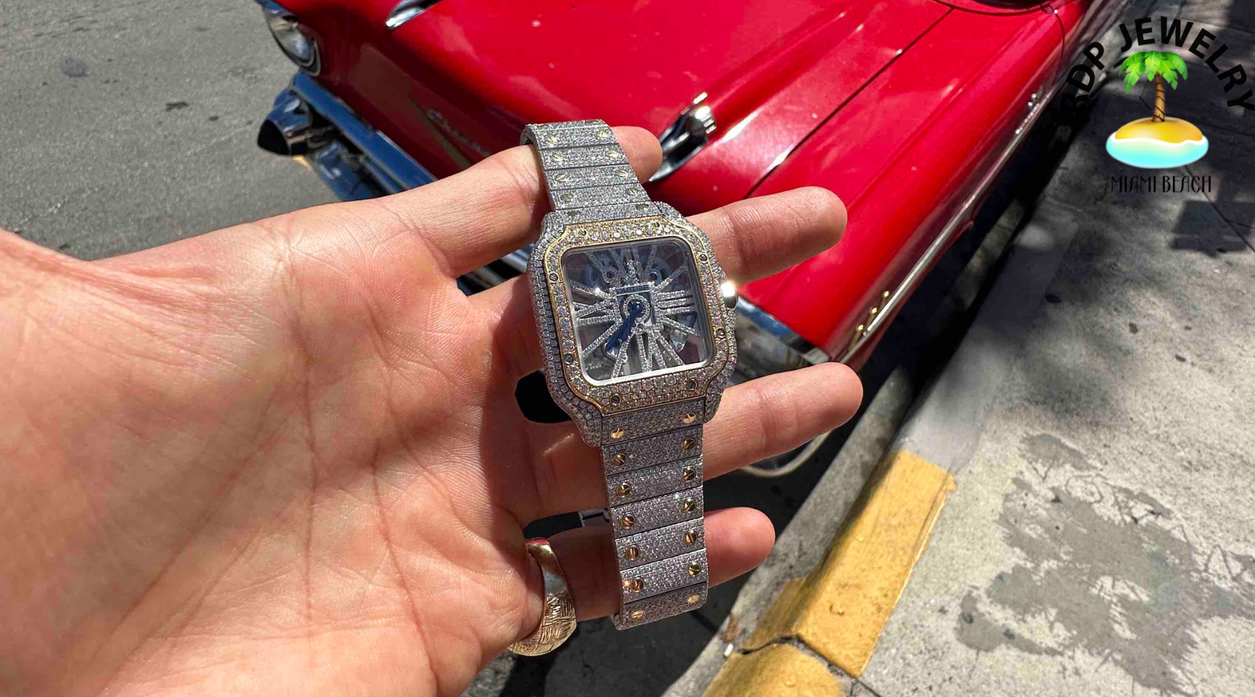 Iced Out Cartier Watch Skeleton