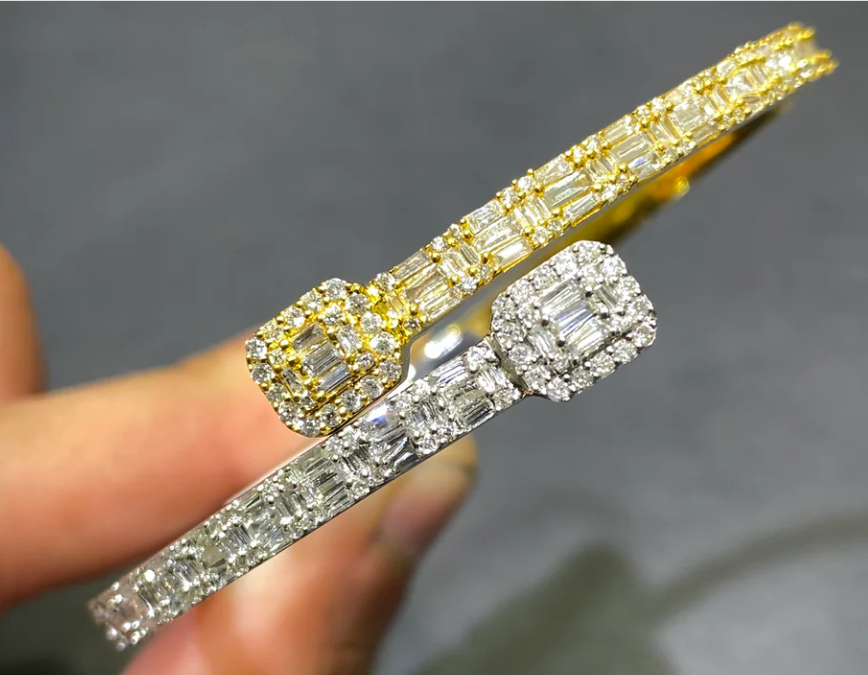 Dazzle with the ICED Baguette Bangle/Bracelet – A Fusion of Glamour and Style