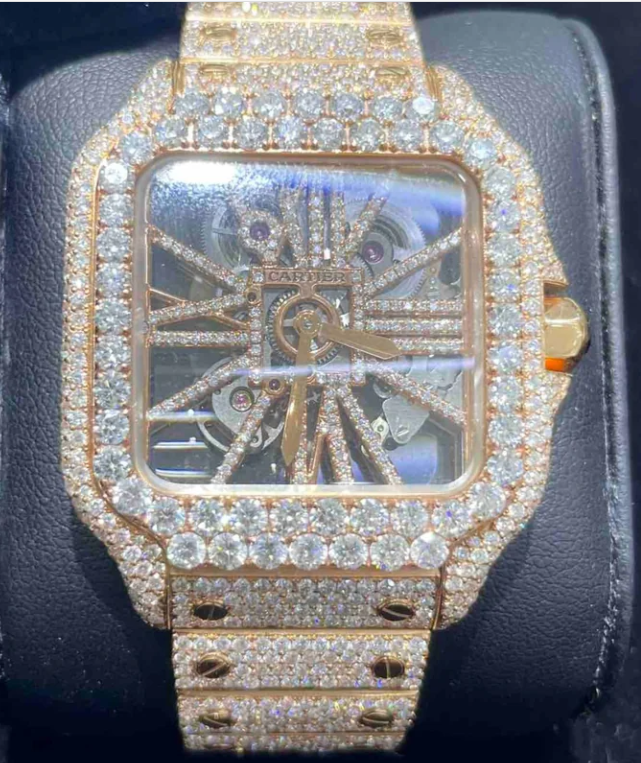 Glamour Redefined: Cartier Skeleton Bust Down Full VVS1 Watch in Exquisite Rose Gold