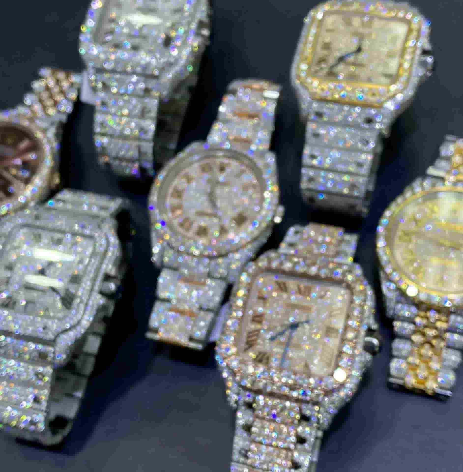 Diamond Rolly Bust Down Cartier Skeleton Watch – RDP Miami Beach Jewelry