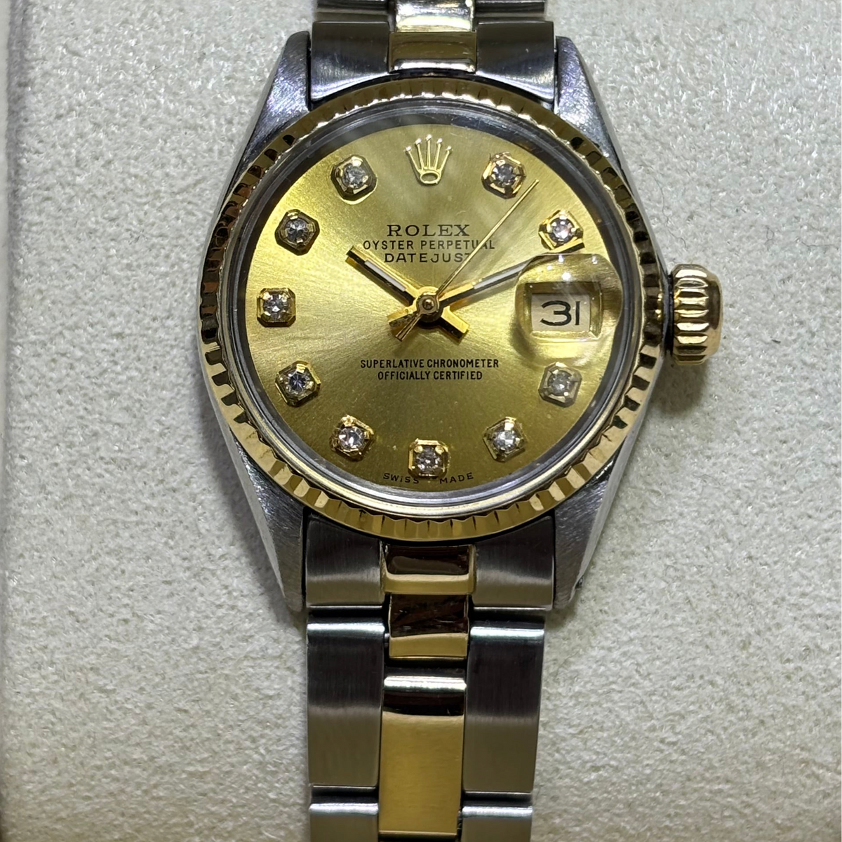 26MM ROLEX DATEJUST | 18KT YLW TWO-TONE | OYSTER-BRACELET | CHAMPAGNE