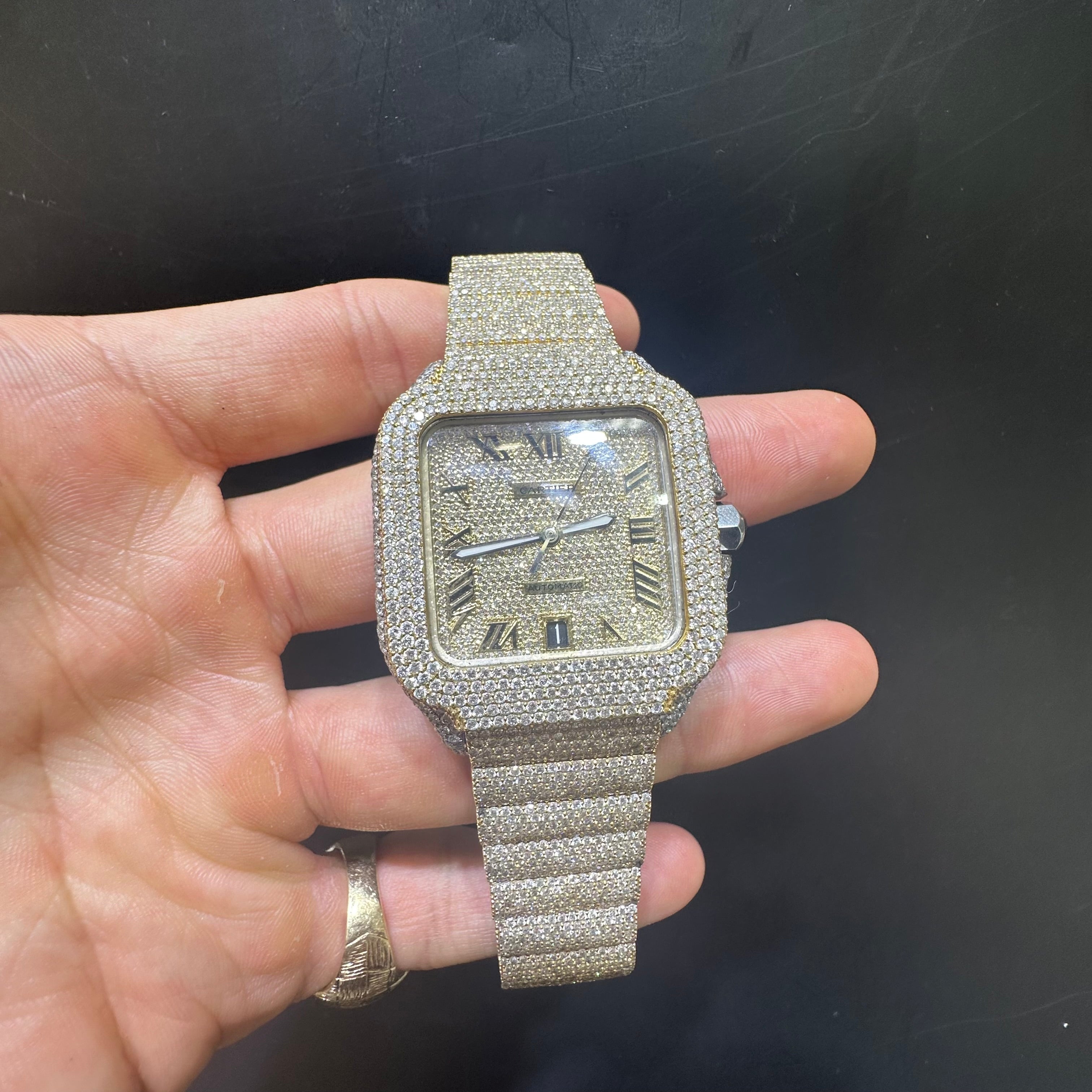 41mm Gold Two Tone Bust Down Cartier Santos Watch (10k GOLD BARS)