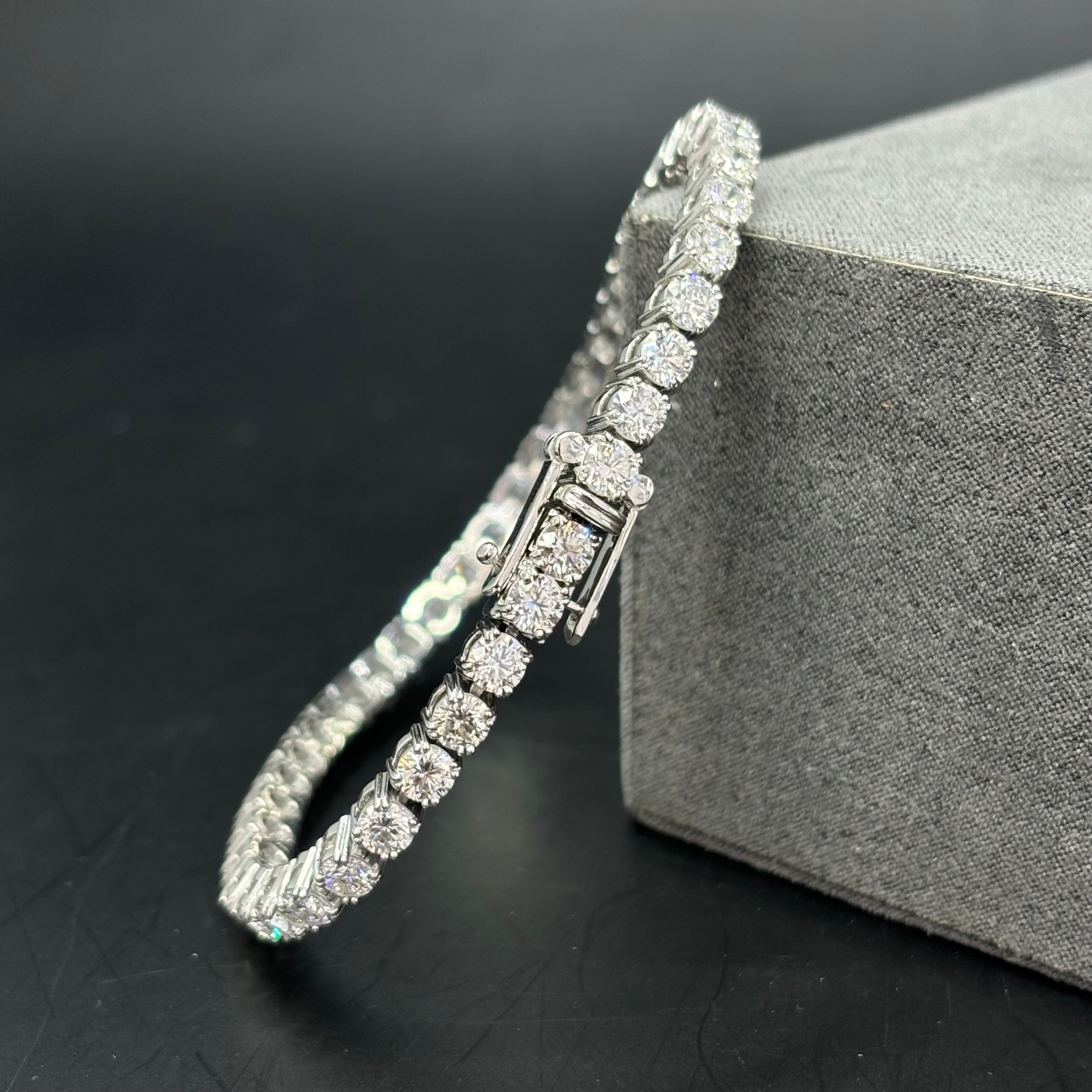 14k VVS Bust Down Bracelet White Gold CVD Diamond