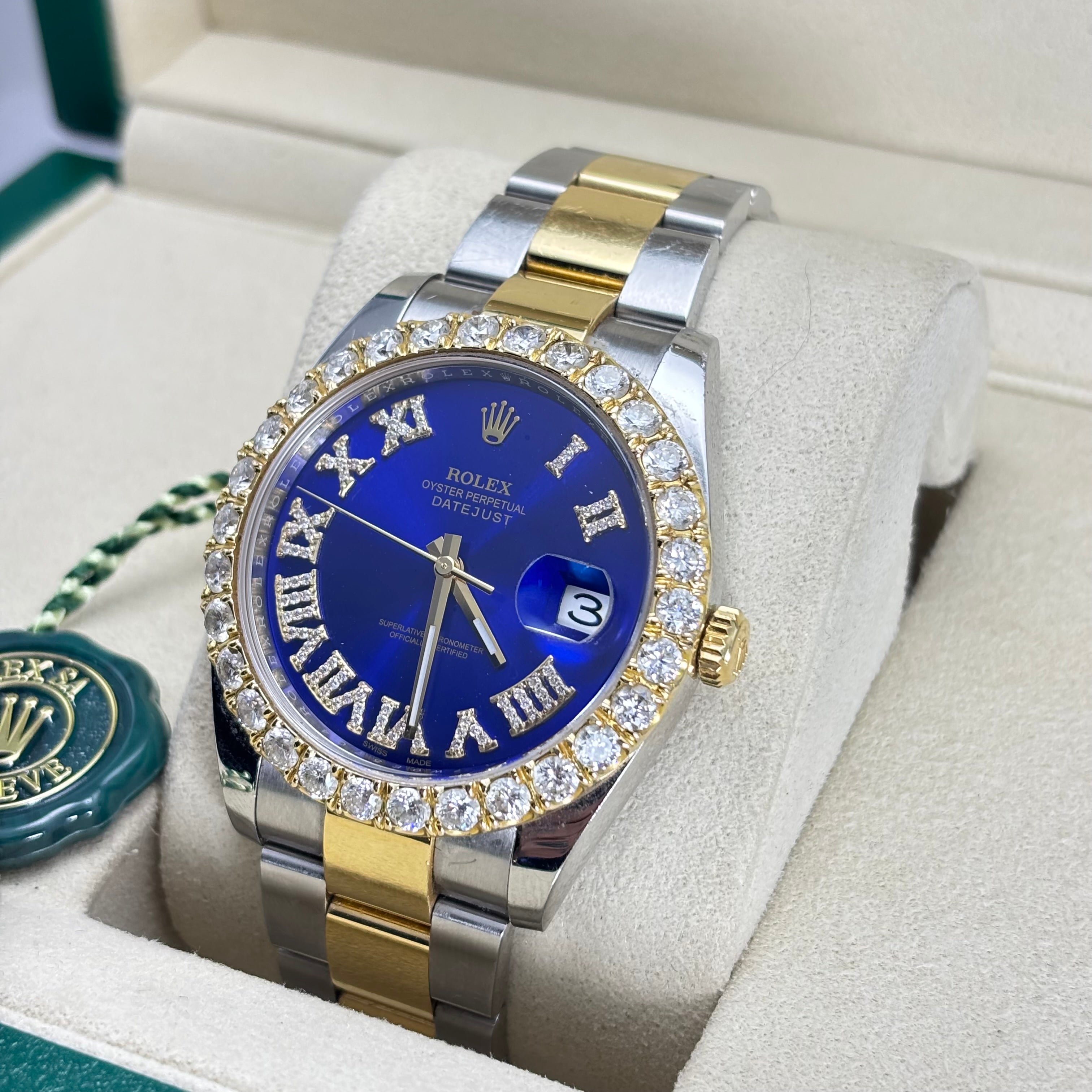 PRE-OWNED 41MM ROLEX DATEJUST 116333 18KT TWO-TONE 3.5CT DIAMOND BEZEL