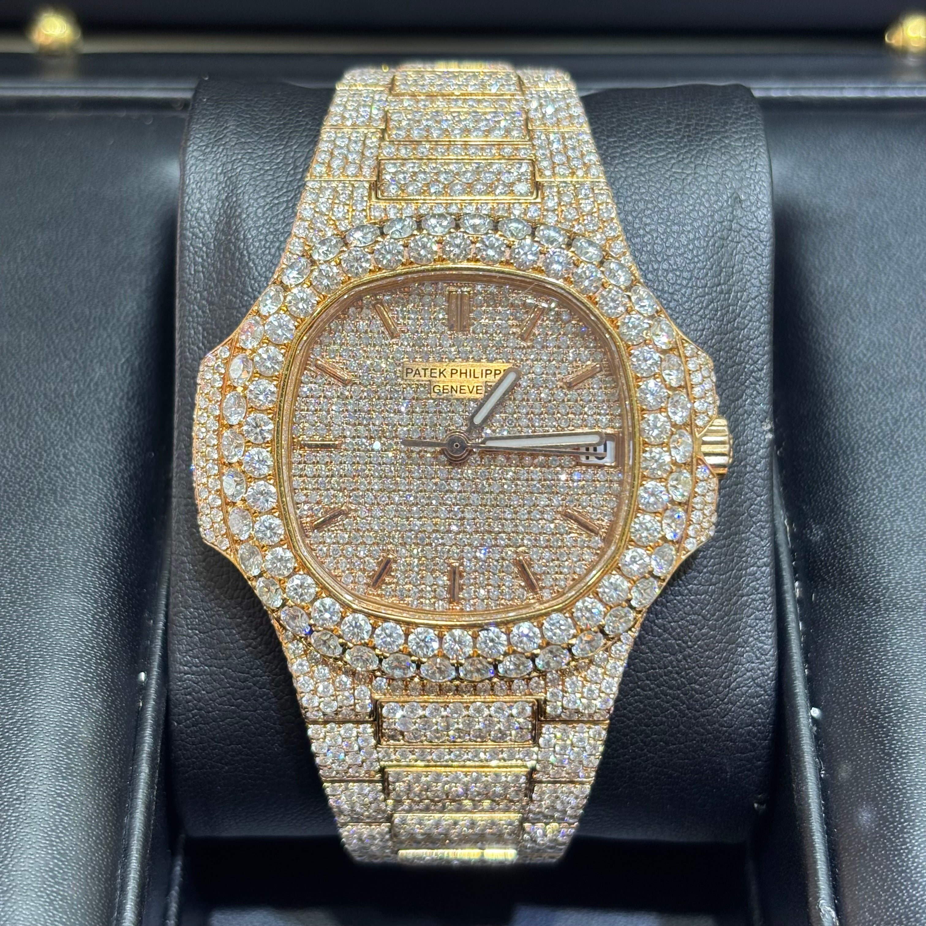 40MM PATEK PHILIPPE NAUTILUS 18KT ROSE GOLD / NATURAL DIAMOND BUSTDOWN 25CT. VVS-1