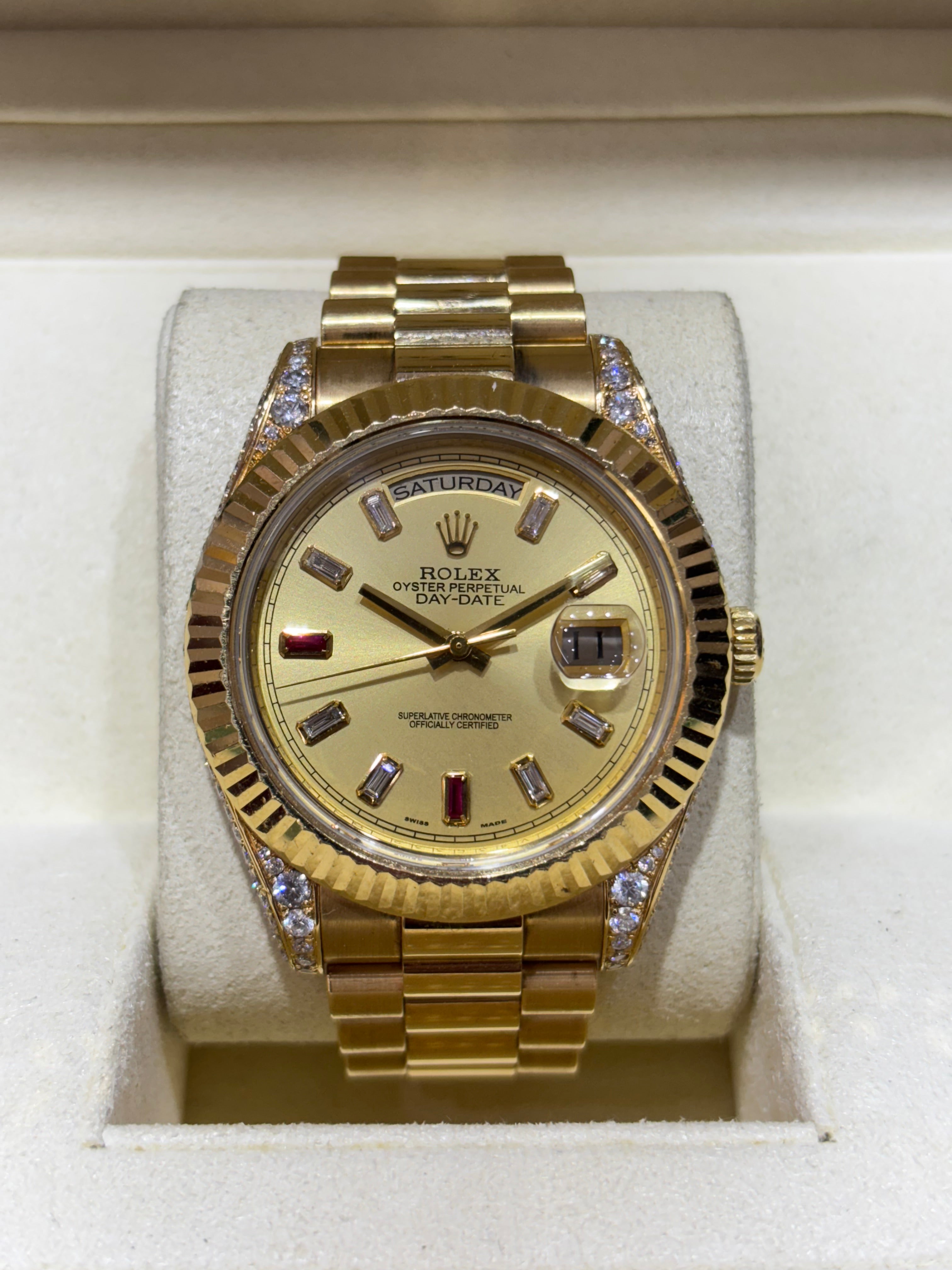 ROLEX DAY-DATE 41MM | 18KT YELLOW GOLD | AFTERMARKET DIAMOND SETTING