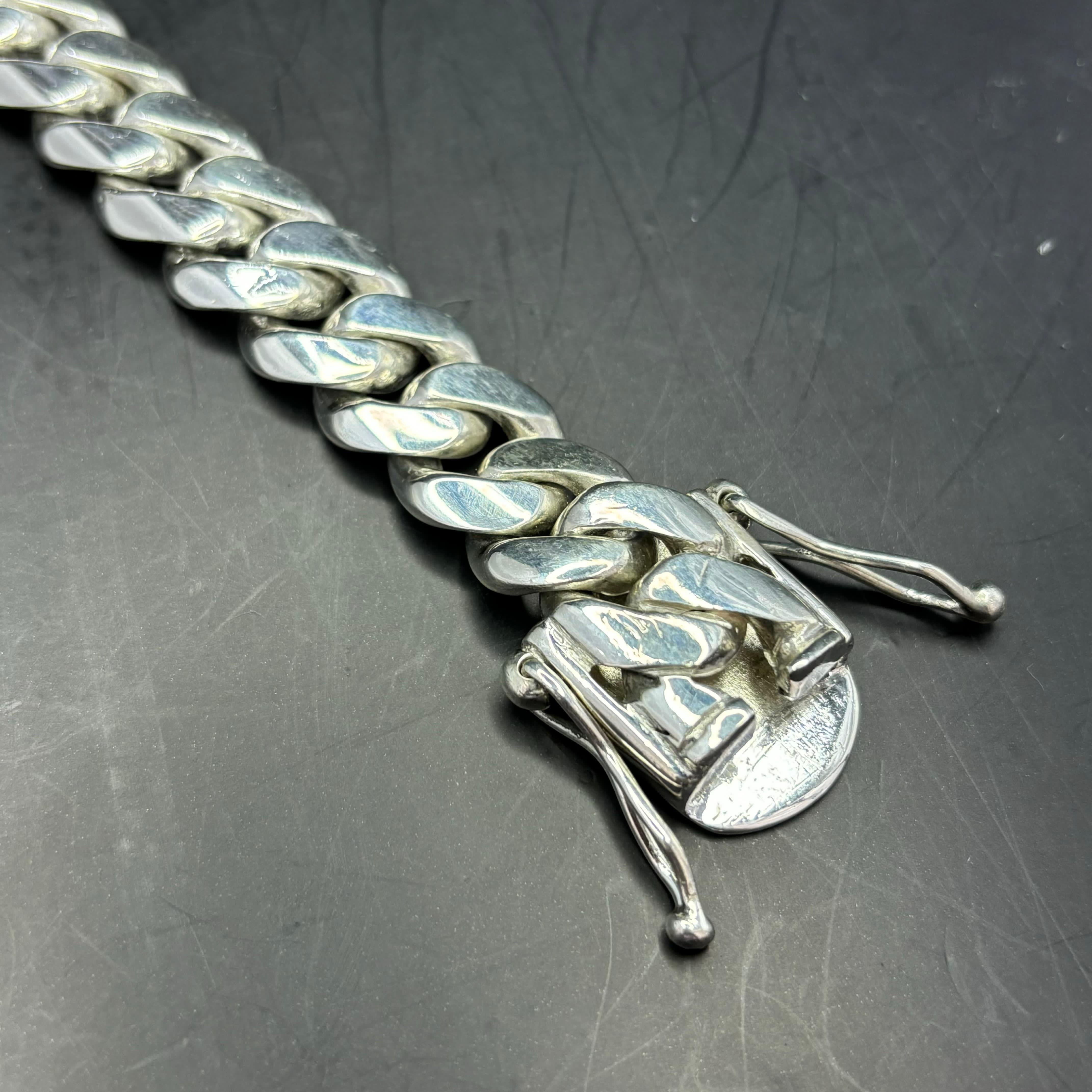 Solid Silver Miami Cuban Link Bracelet 15MM HANDMADE