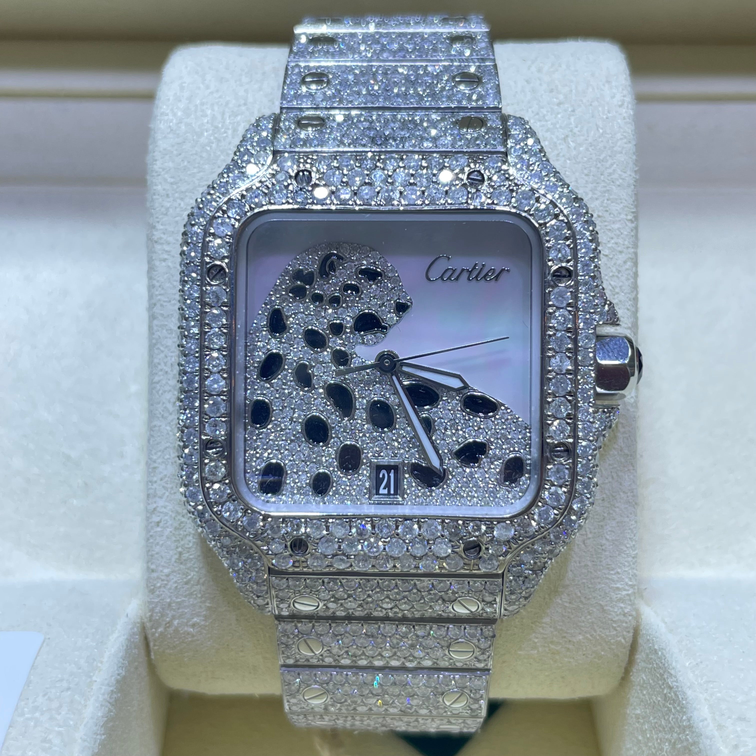 41MM CARTIER SANTOS ICED OUT | PANTHÈRE DIAMOND DIAL