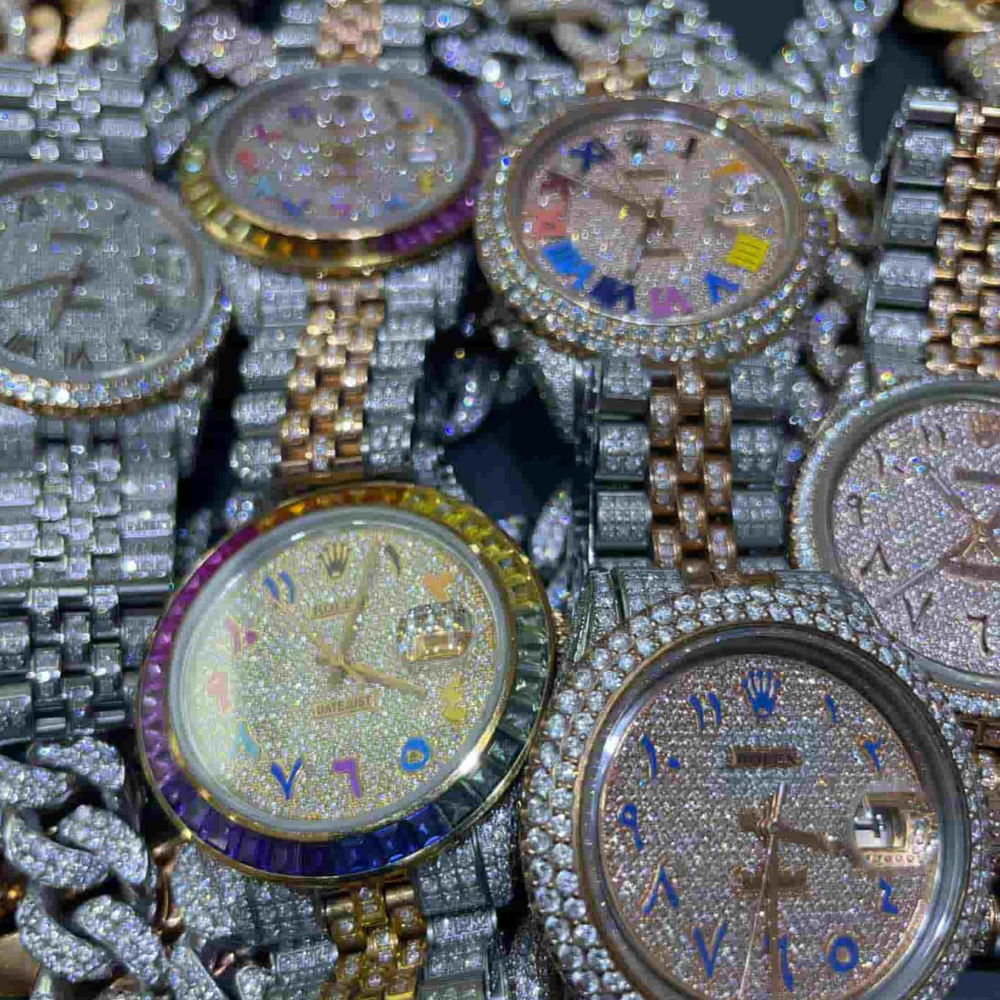 Iced out discount rolex blue face