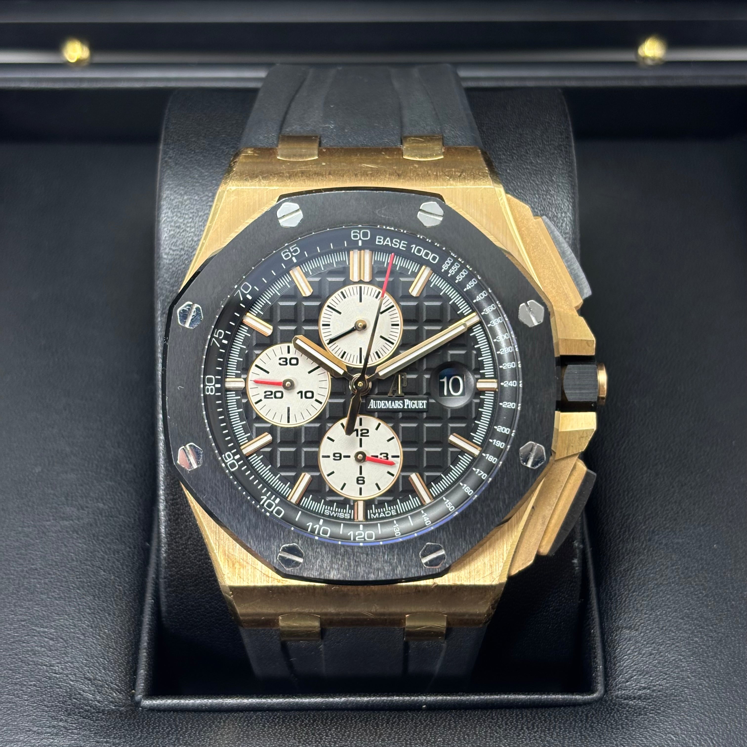 44MM AUDEMARS PIGUET “AP” ROYAL OAK OFFSHORE 18KT GOLD MENS WATCH Full