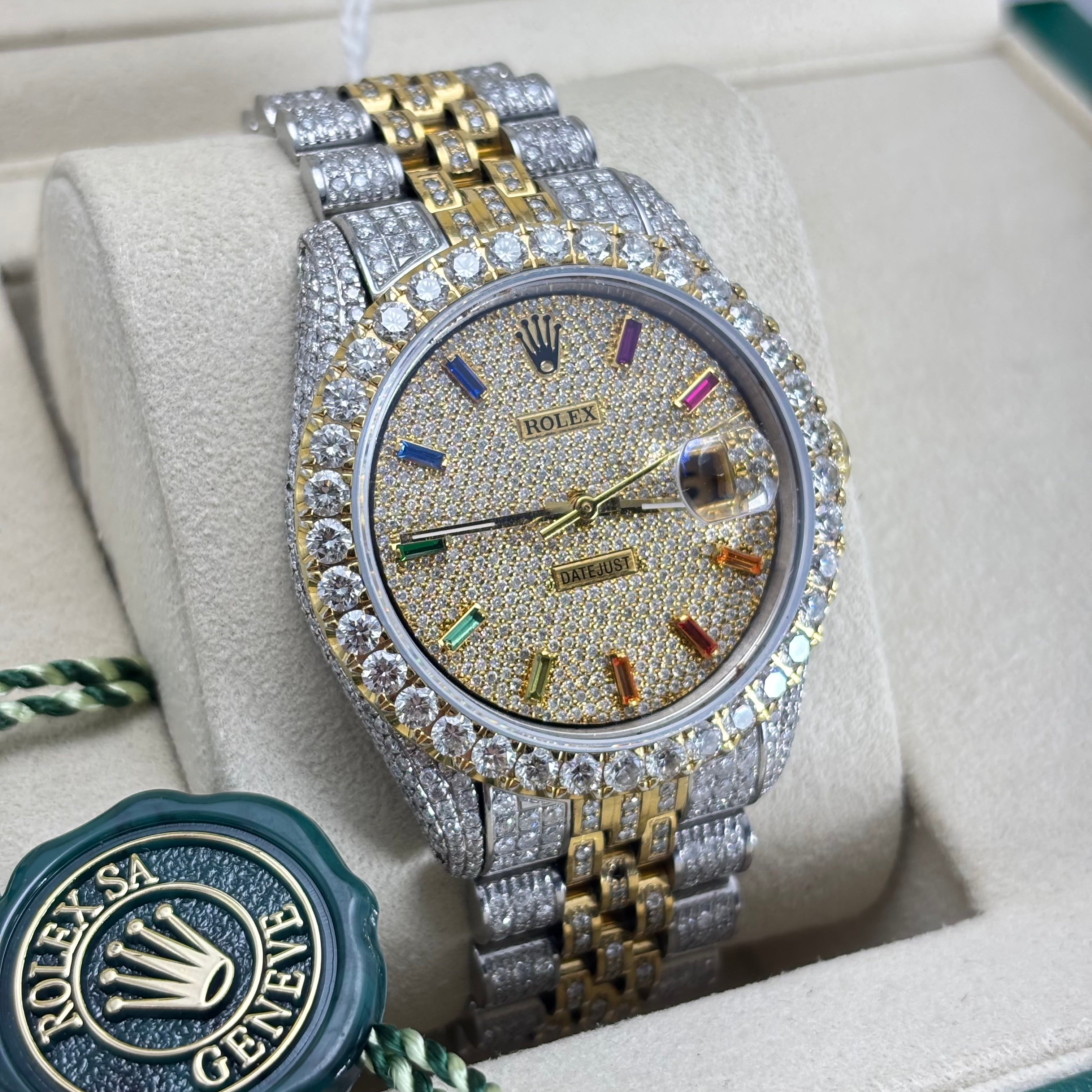 36mm Rolex Datejust BUSTDOWN 15CTW JUBILEE