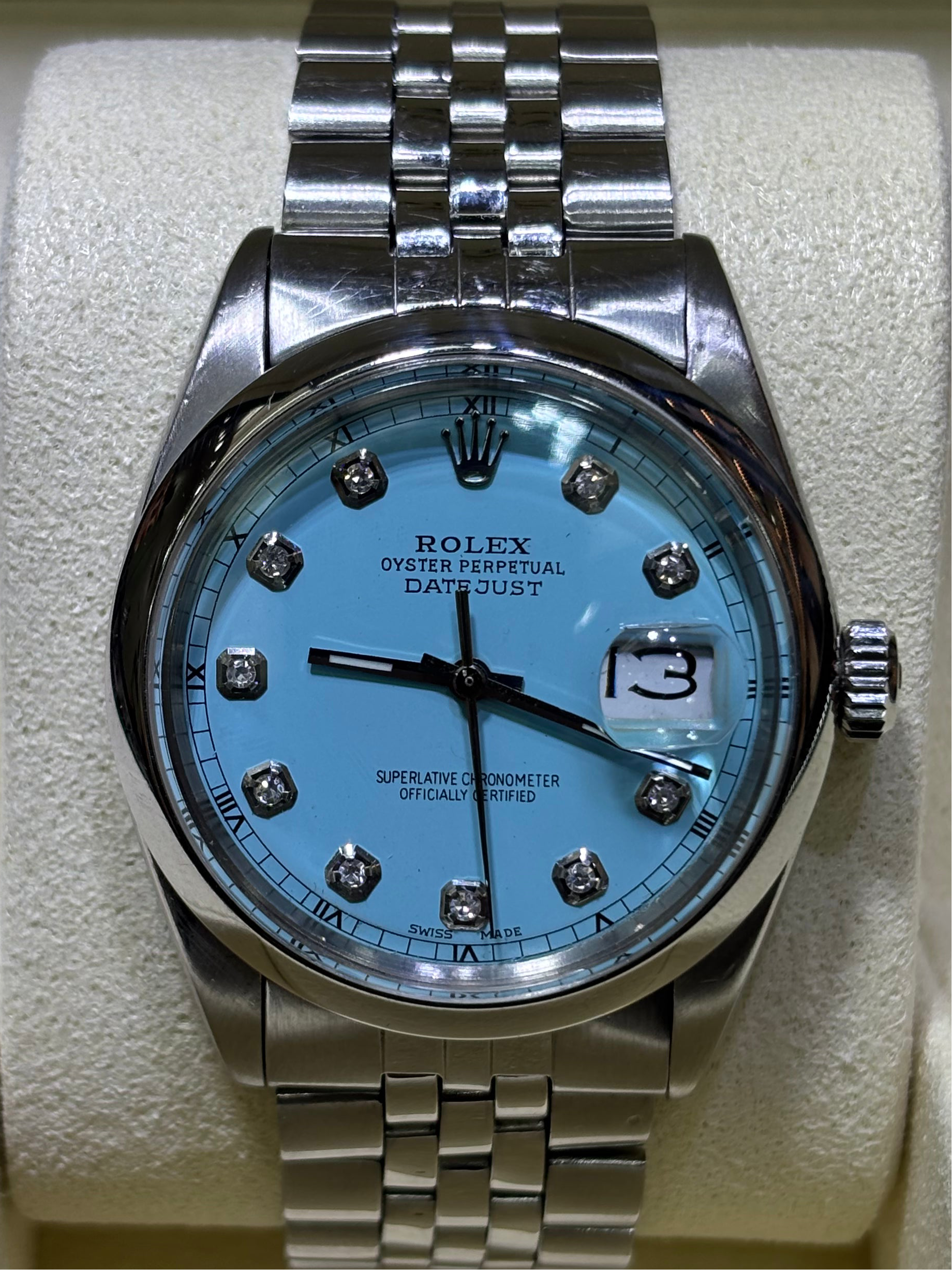 36MM ROLEX DATEJUST | STEEL | JUBILEE | TIFFANY BLUE DIAMOND DIAL