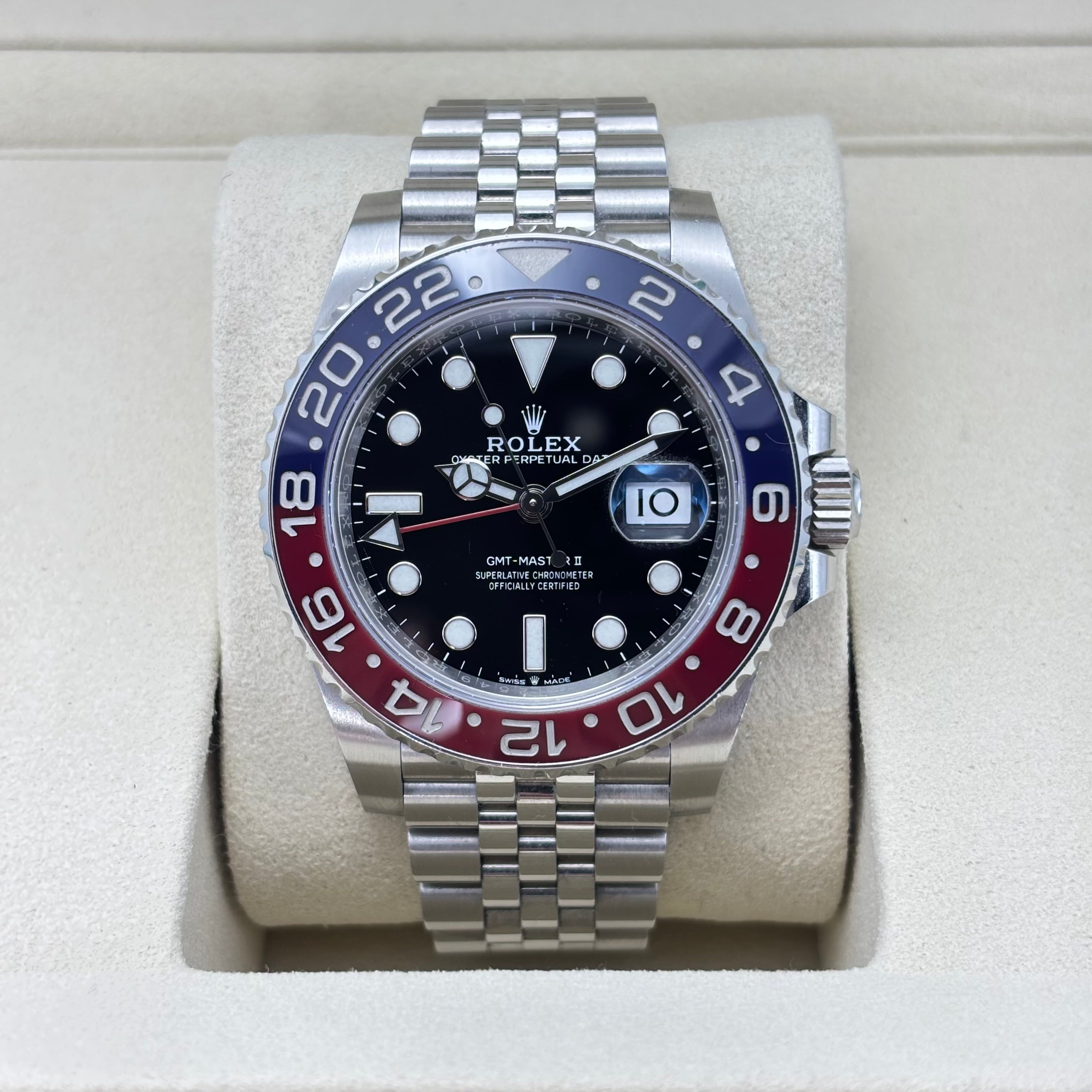 Pre-owned 40MM ROLEX GMT-MASTER 2(PEPSI)CERAMIC BEZEL JUBILEE BRACELET (REF.126710BLRO)