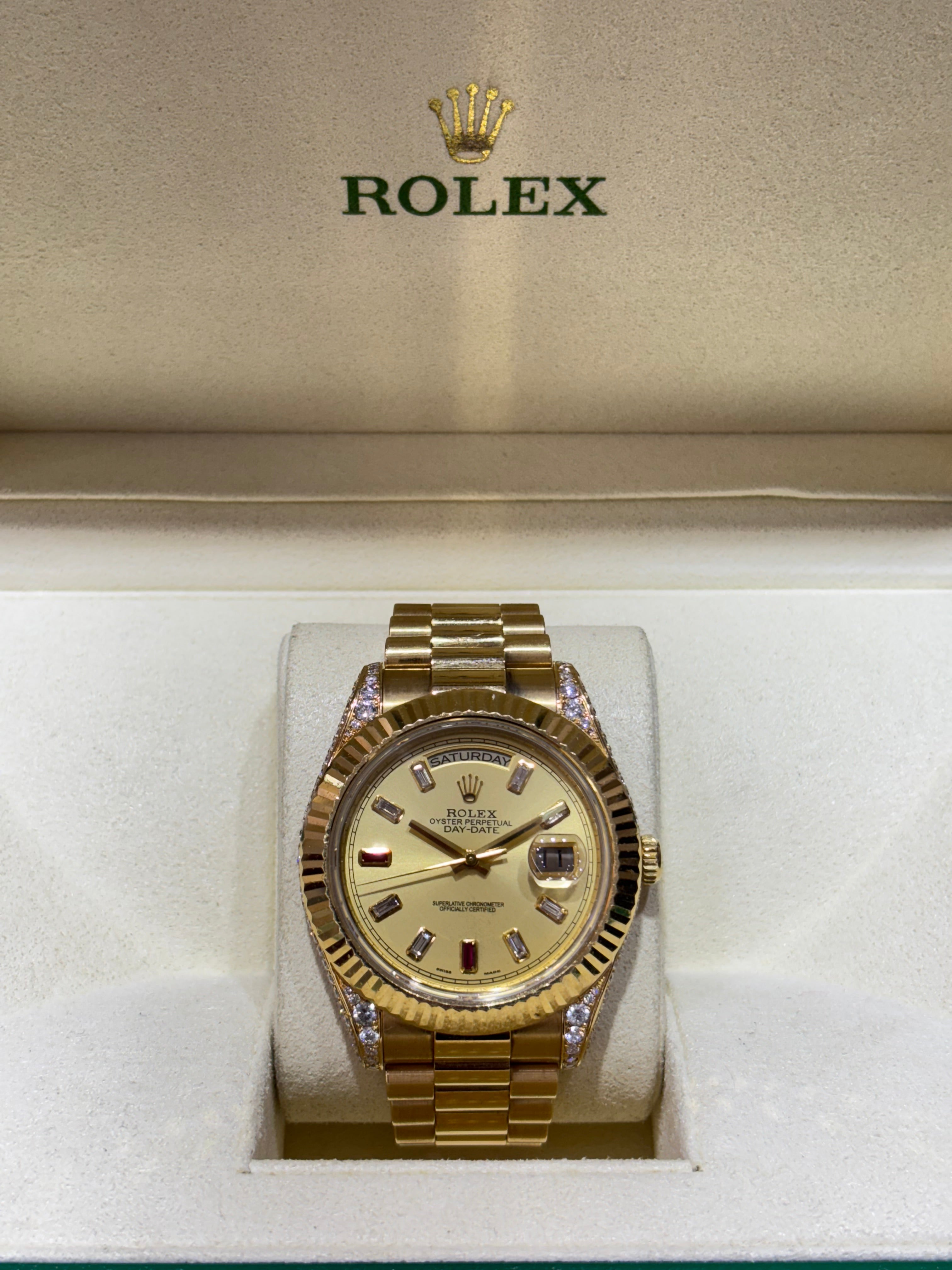 ROLEX DAY-DATE 41MM | 18KT YELLOW GOLD | AFTERMARKET DIAMOND SETTING