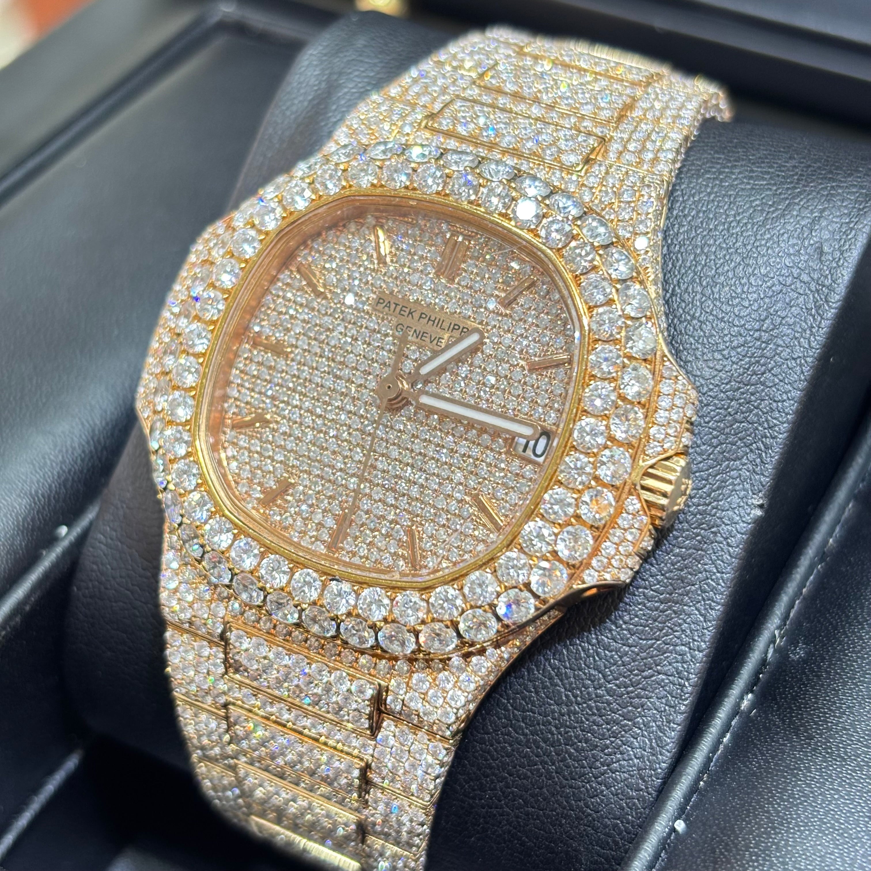 40MM PATEK PHILIPPE NAUTILUS 18KT ROSE GOLD / NATURAL DIAMOND BUSTDOWN 25CT. VVS-1