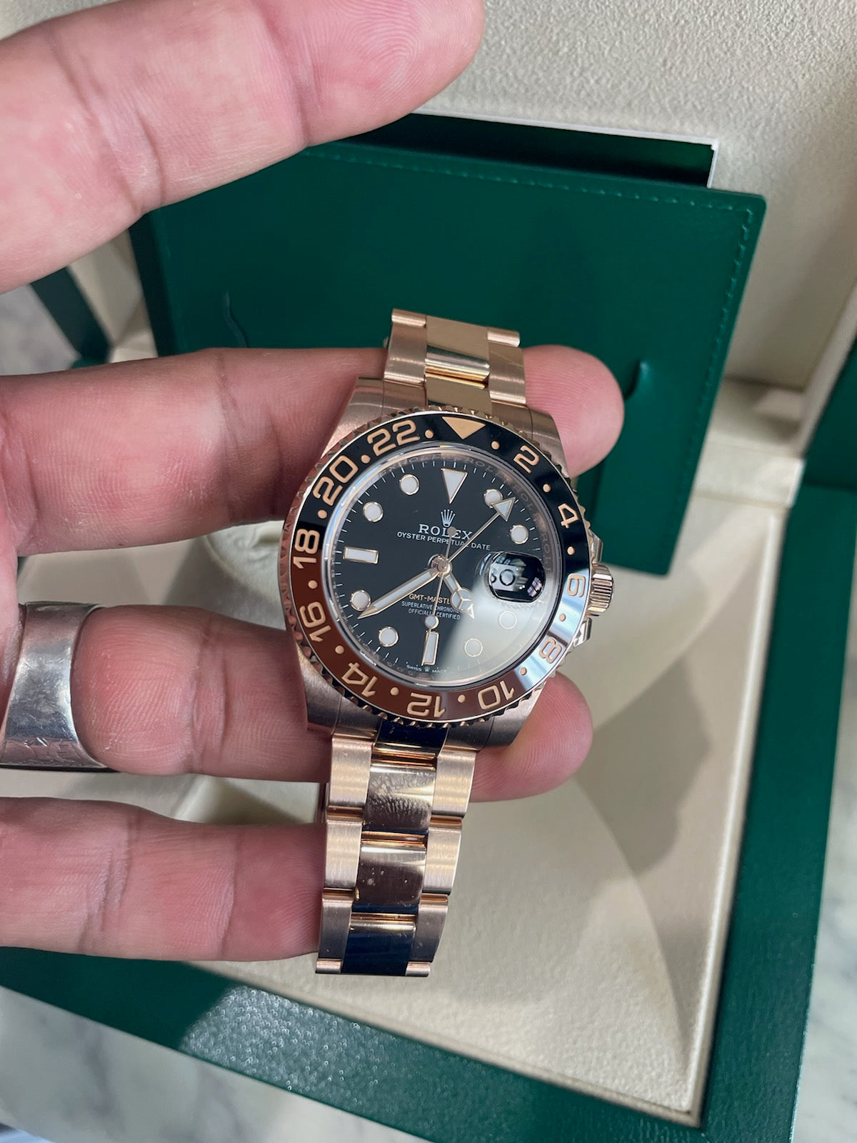 ROLEX GMT MASTER TWO 40MM | 18KT ROSE GOLD | BLACK DIAL