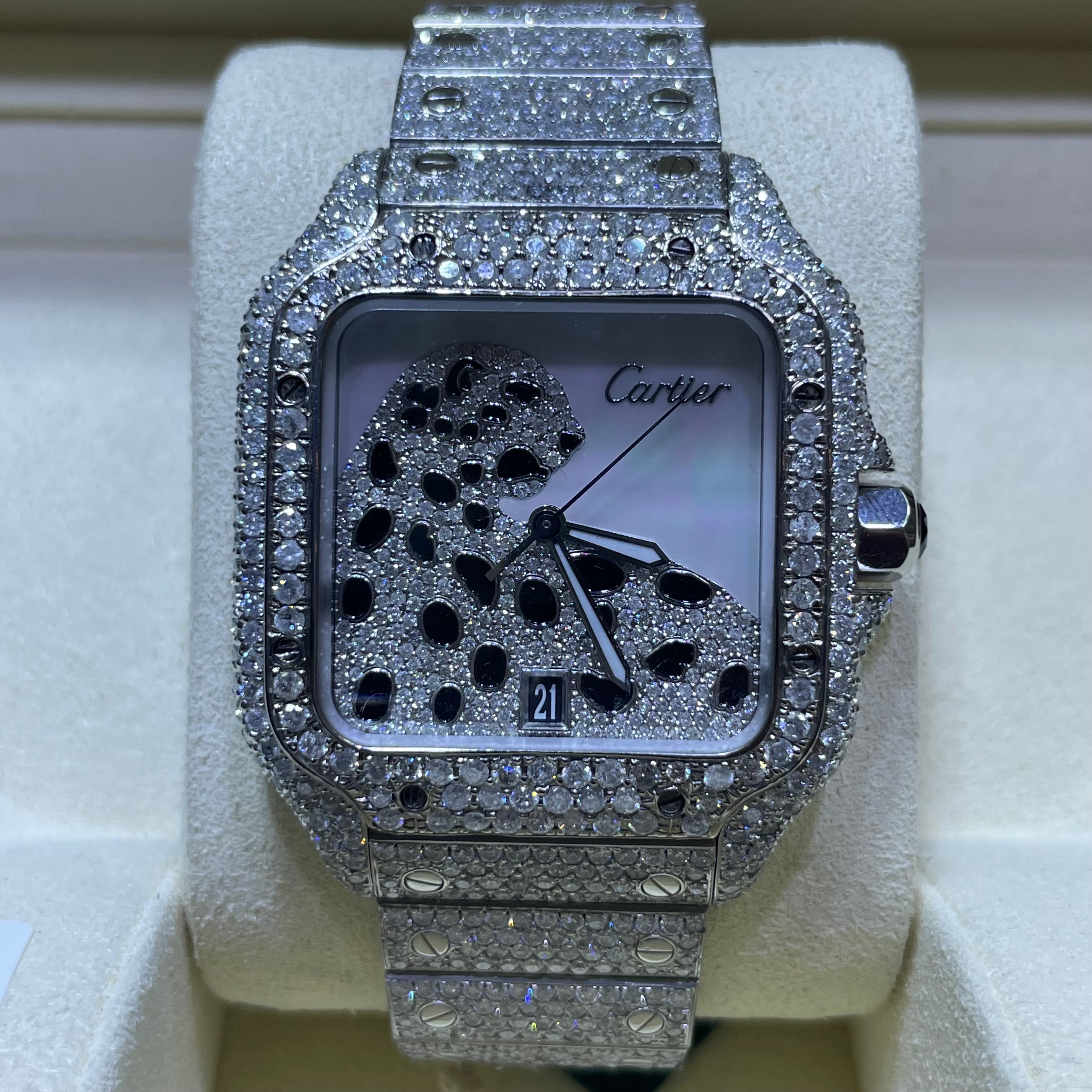 41MM CARTIER SANTOS ICED OUT | PANTHÈRE DIAMOND DIAL