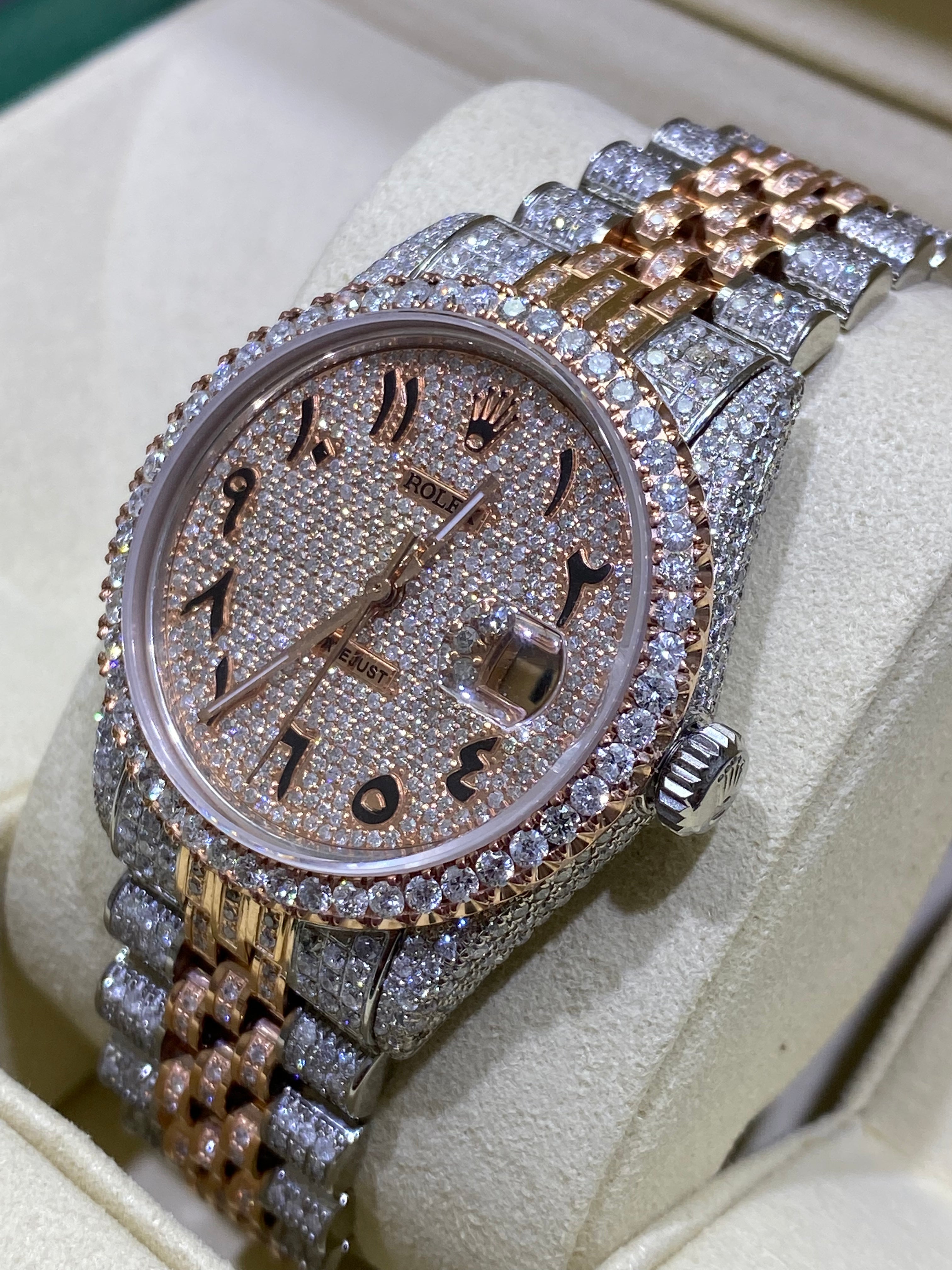 Rolex datejust arabic dial best sale iced out