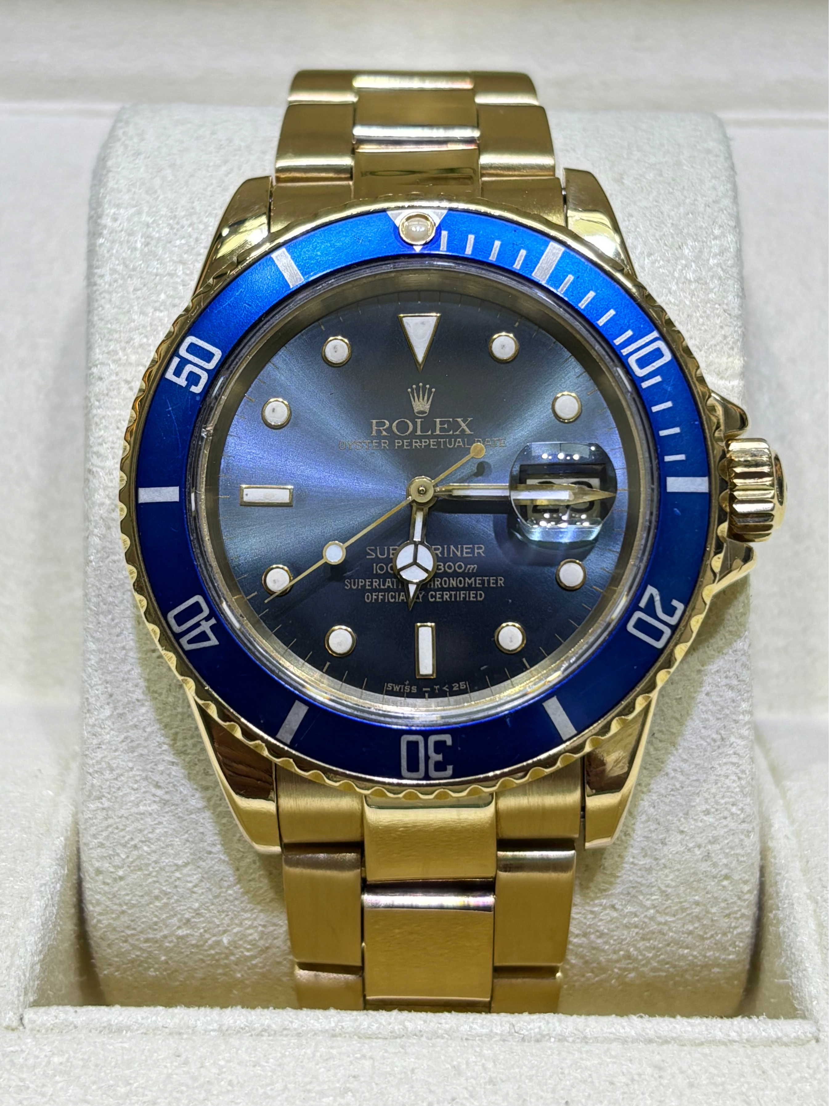 ROLEX SUBMARINER REF.16808 40MM 18KT GOLD “PATINA BLUE” DIAL
