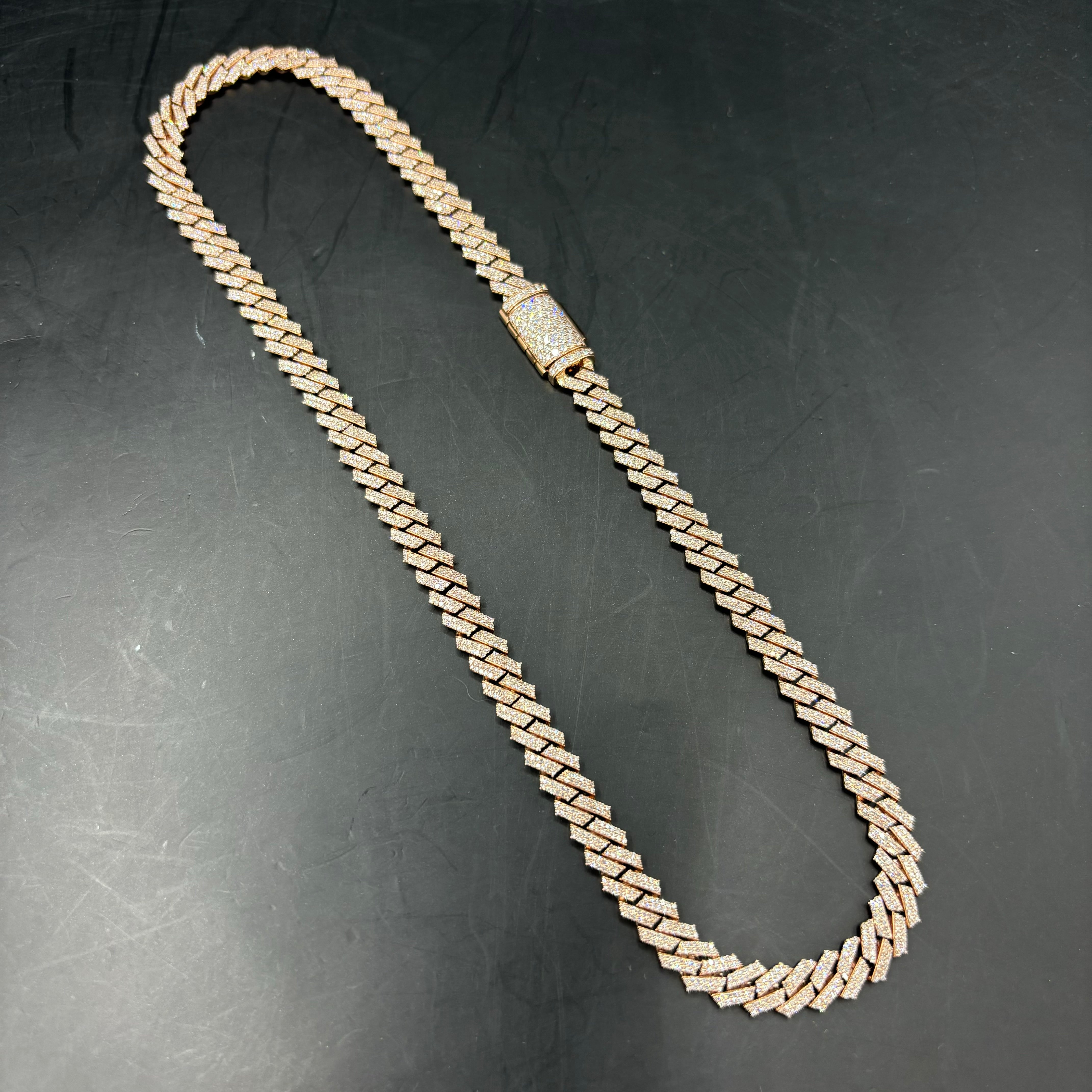 10KT 8MM 16” VVS-1 CVD DIAMOND CUBAN LINK CHAIN