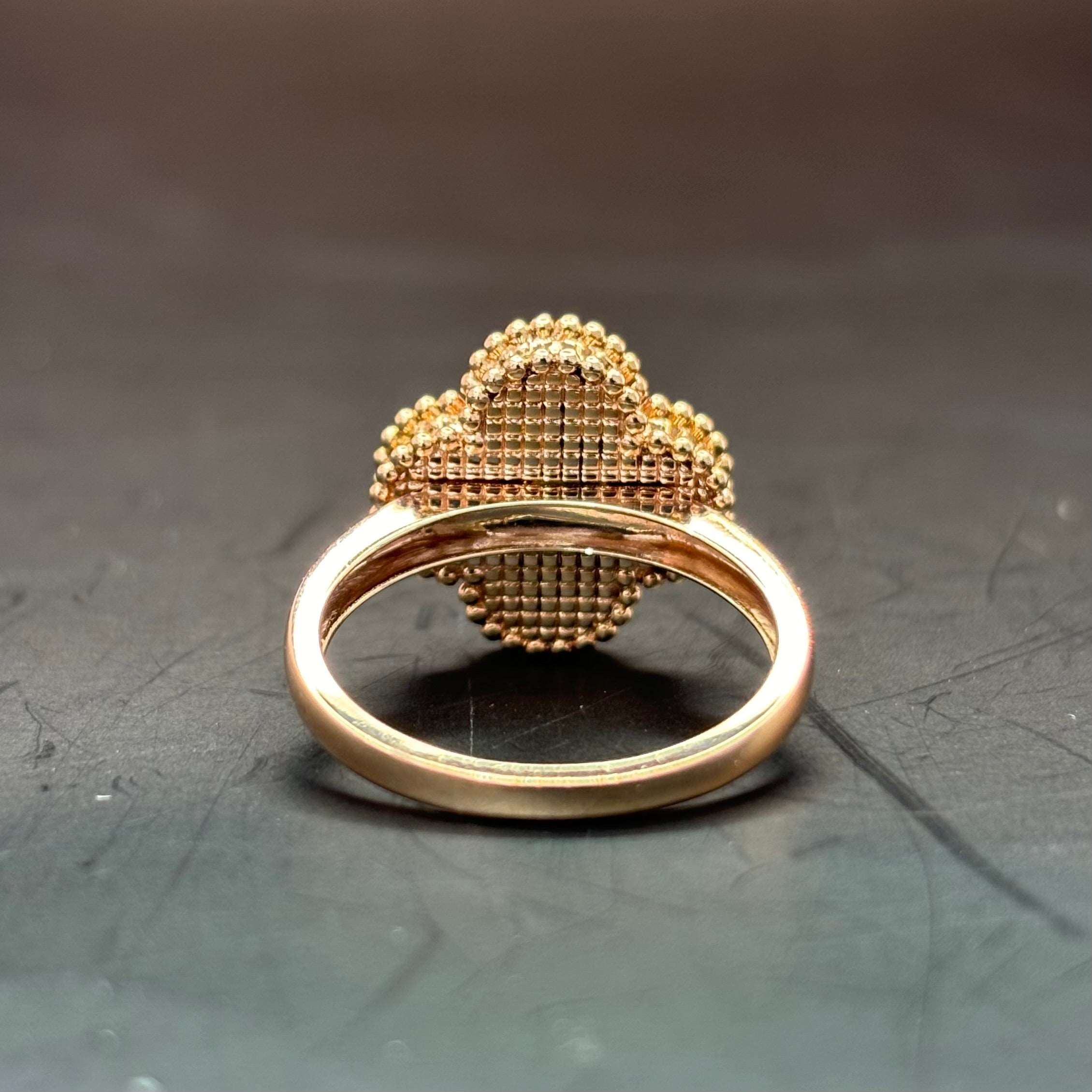 14k Rose Gold Malachite Clover Ring