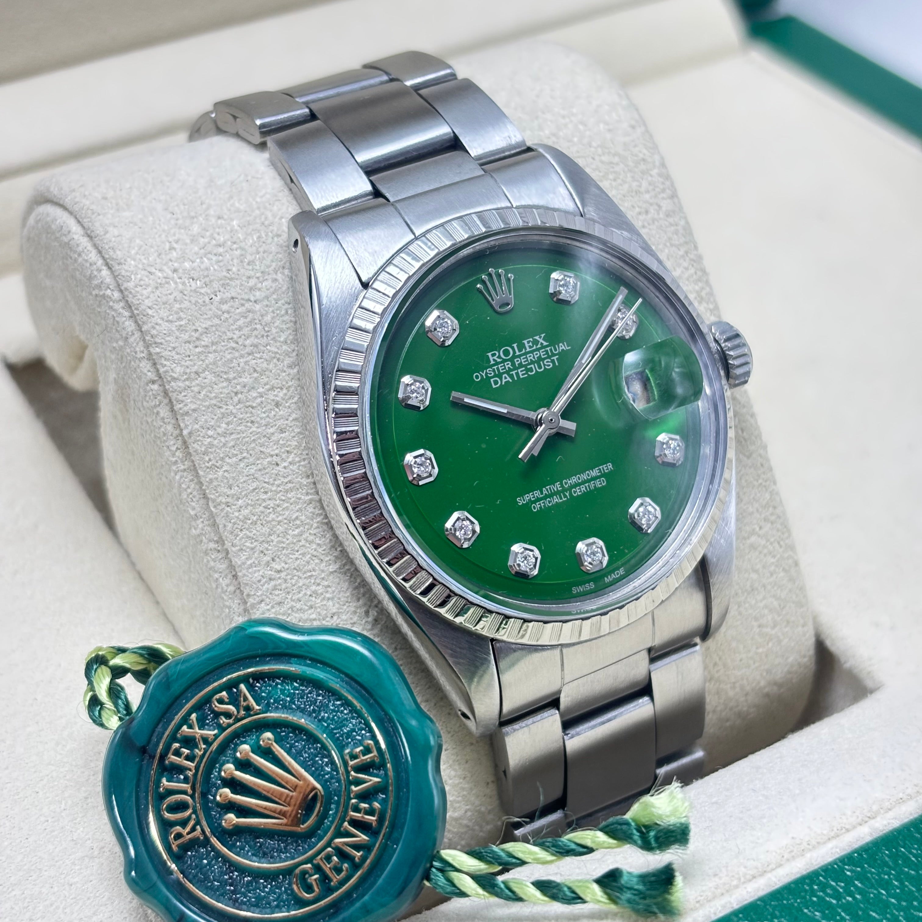 36MM DATEJUST REF.1601 OYSTER BRACELET / GREEN DIAMOND DIAL