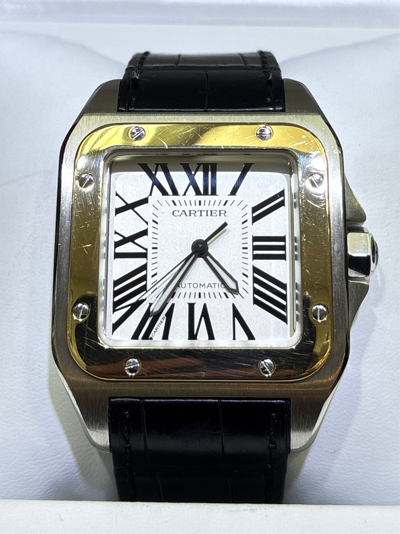 CARTIER SANTOS XL 41MM | 18KT GOLD / STEEL TWO-TONE | LEATHER STRAP