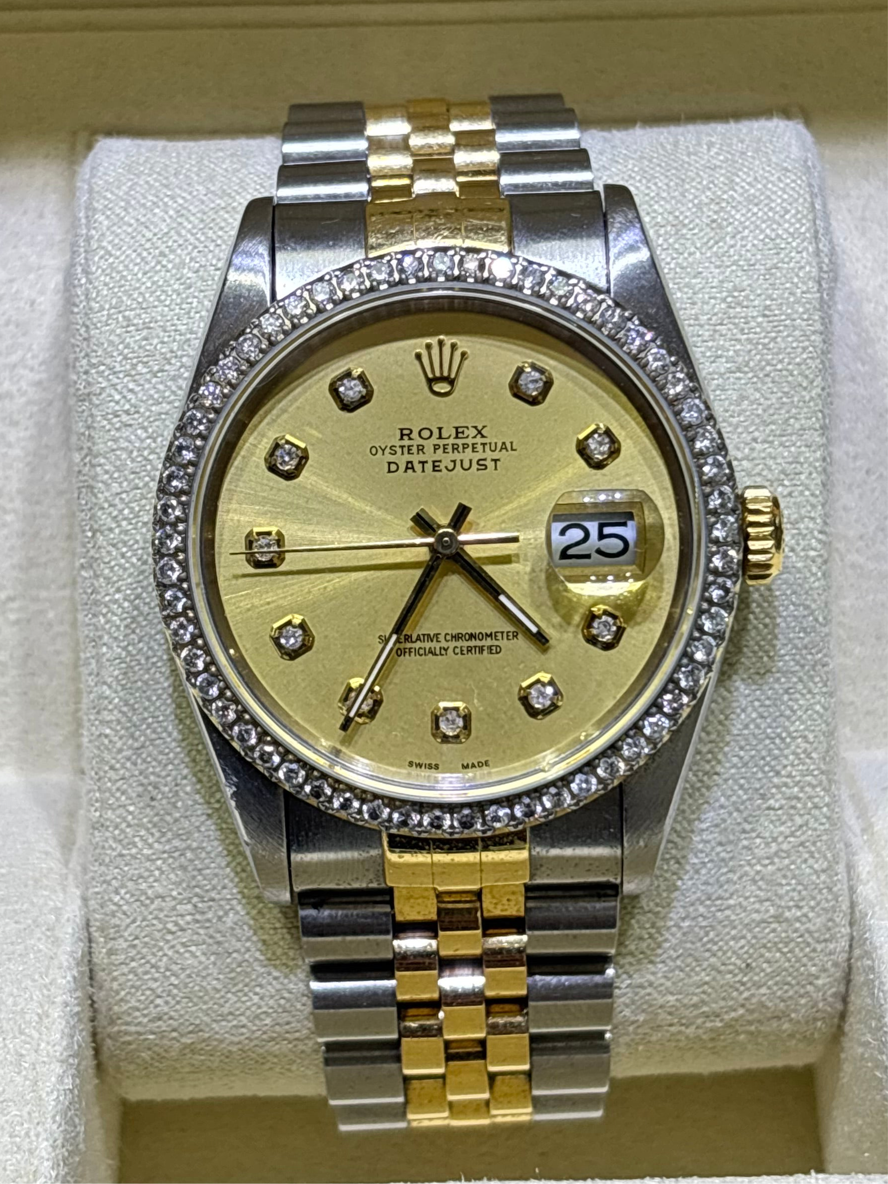 ROLEX DATEJUST 36MM | 18KT TWO-TONE | DIAMOND BEZEL & DIAL