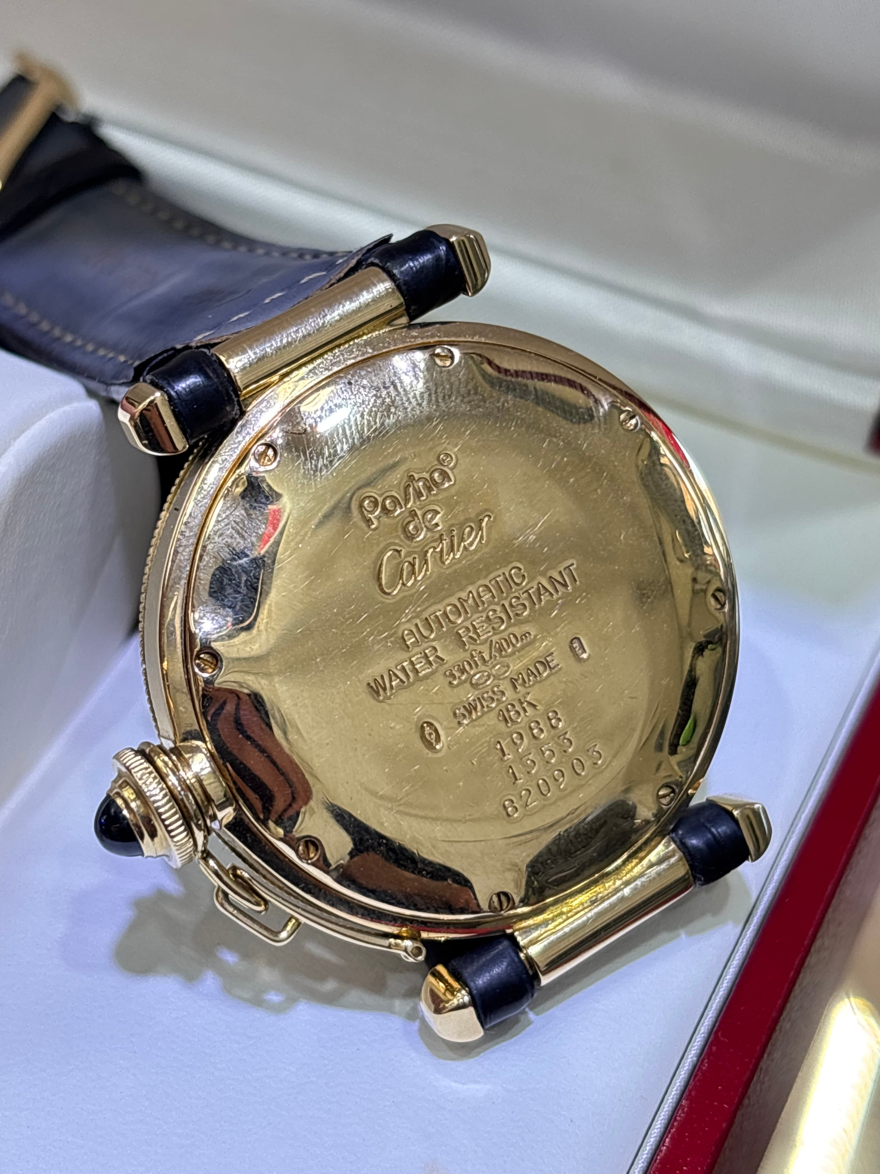 CARTIER PASHA 42MM | 18KT YELLOW GOLD | LEATHER STRAP | AUTOMATIC MOVEMENT