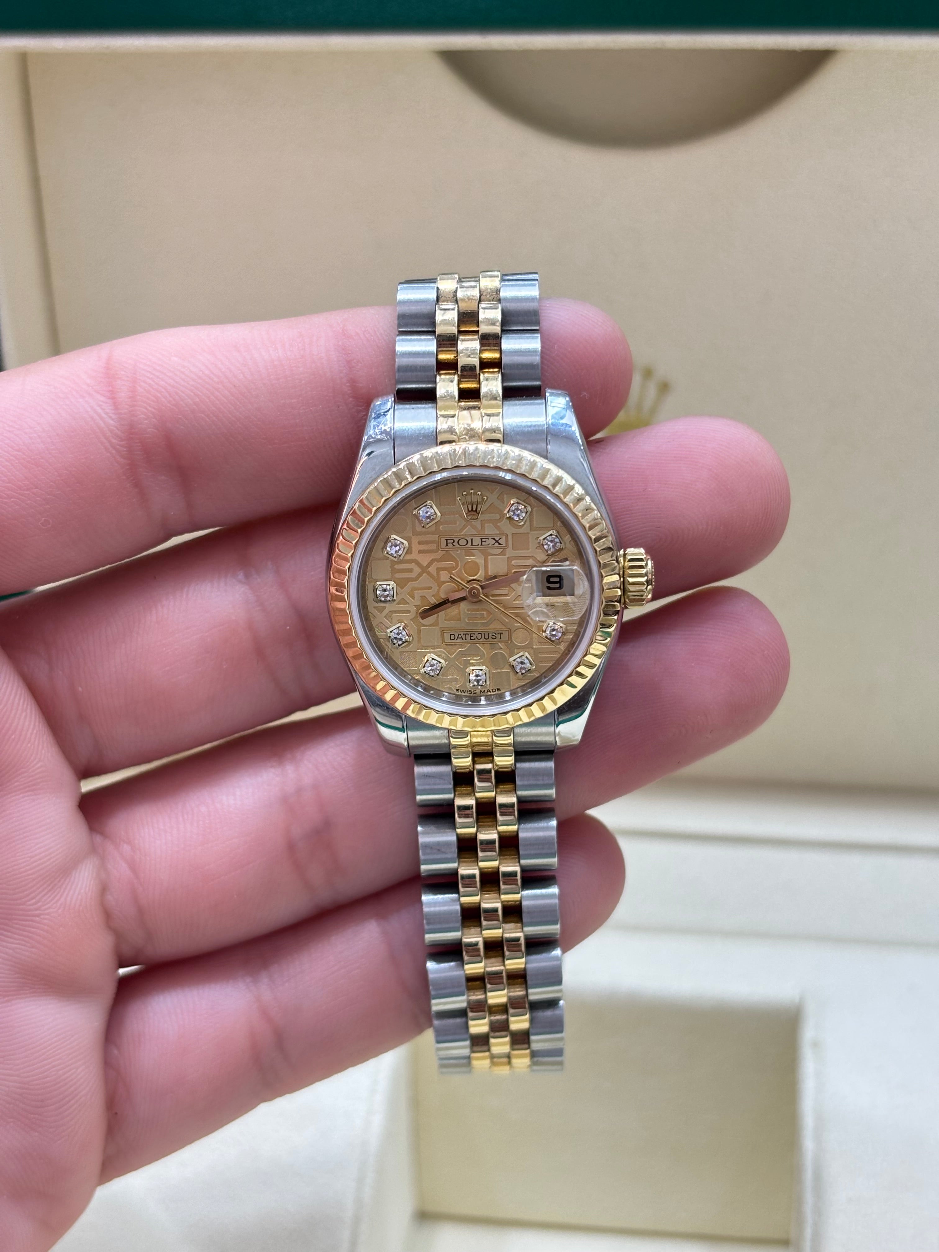 26MM ROLEX DATEJUST | JUBILEE BRACELET | 18KT TWO-TONE | CHAMPAGNE DIAMOND DIAL