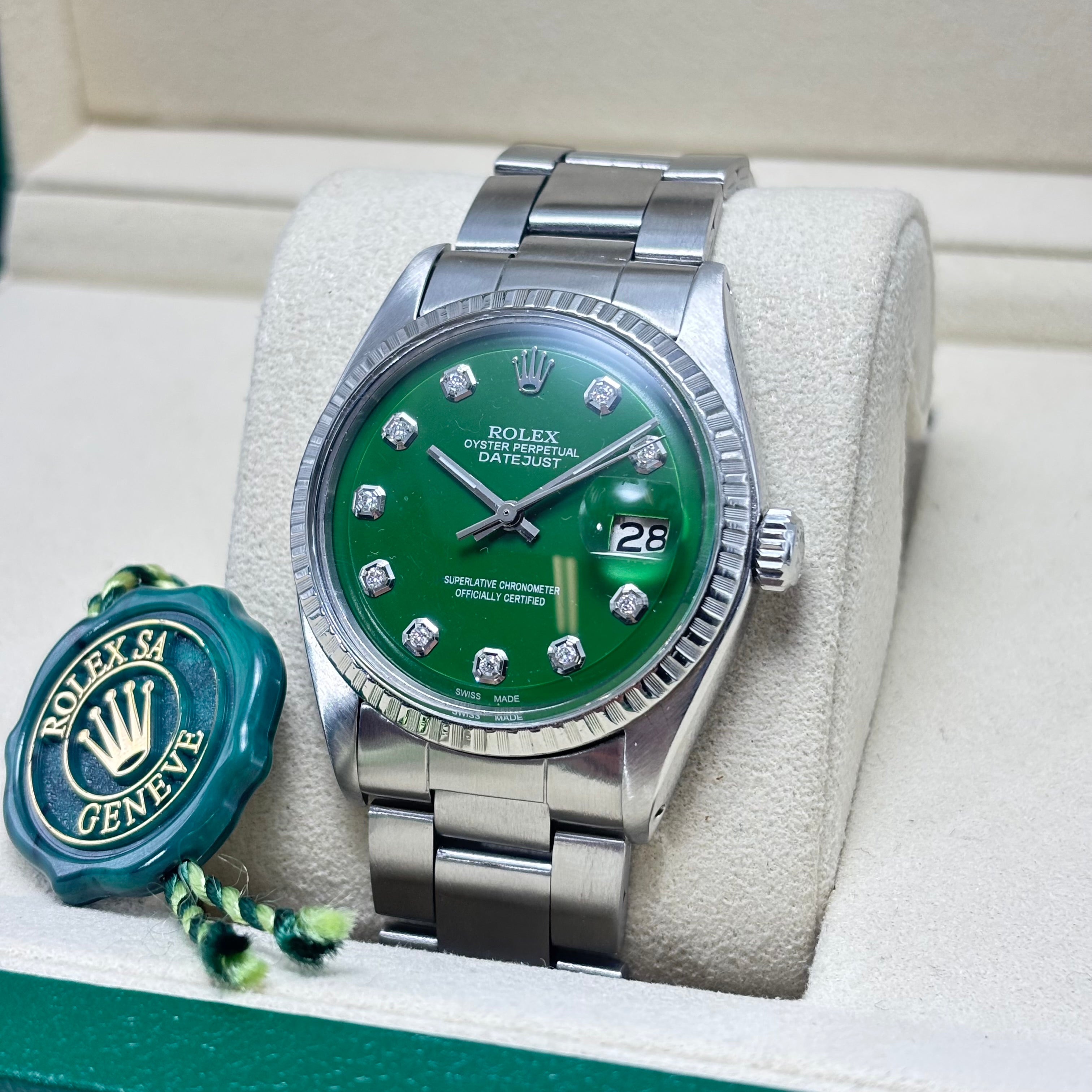 36MM DATEJUST REF.1601 OYSTER BRACELET / GREEN DIAMOND DIAL
