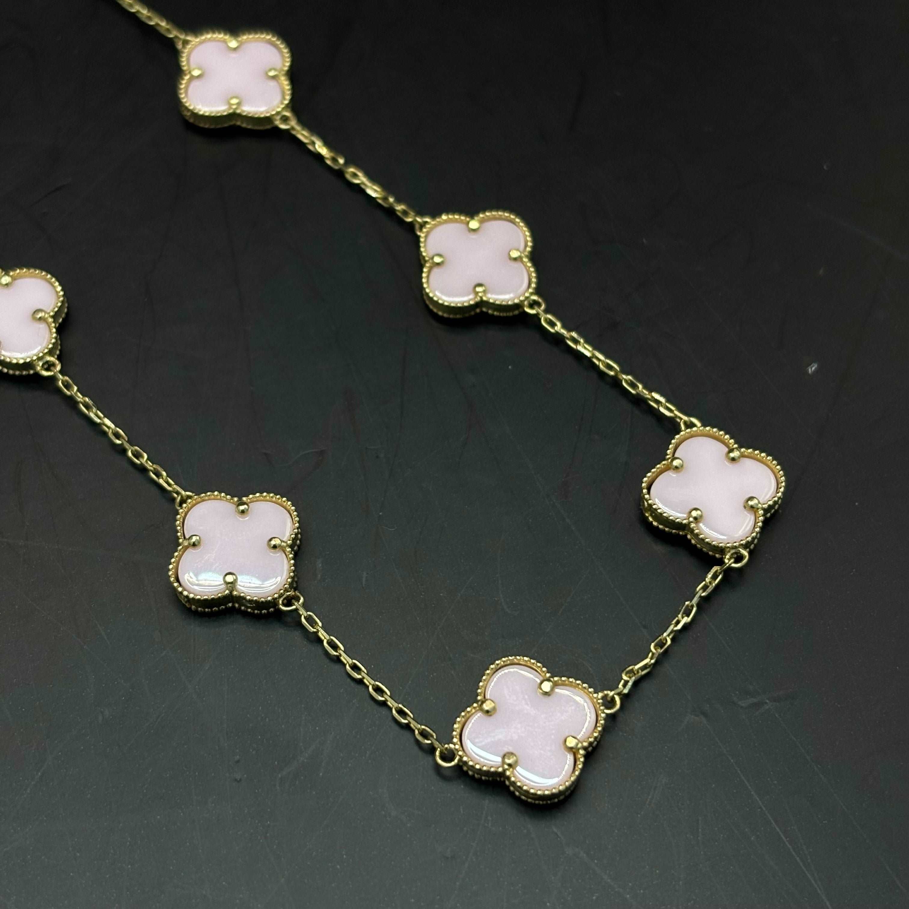 14k Yellow Gold Pink Mother of Pearl Necklace