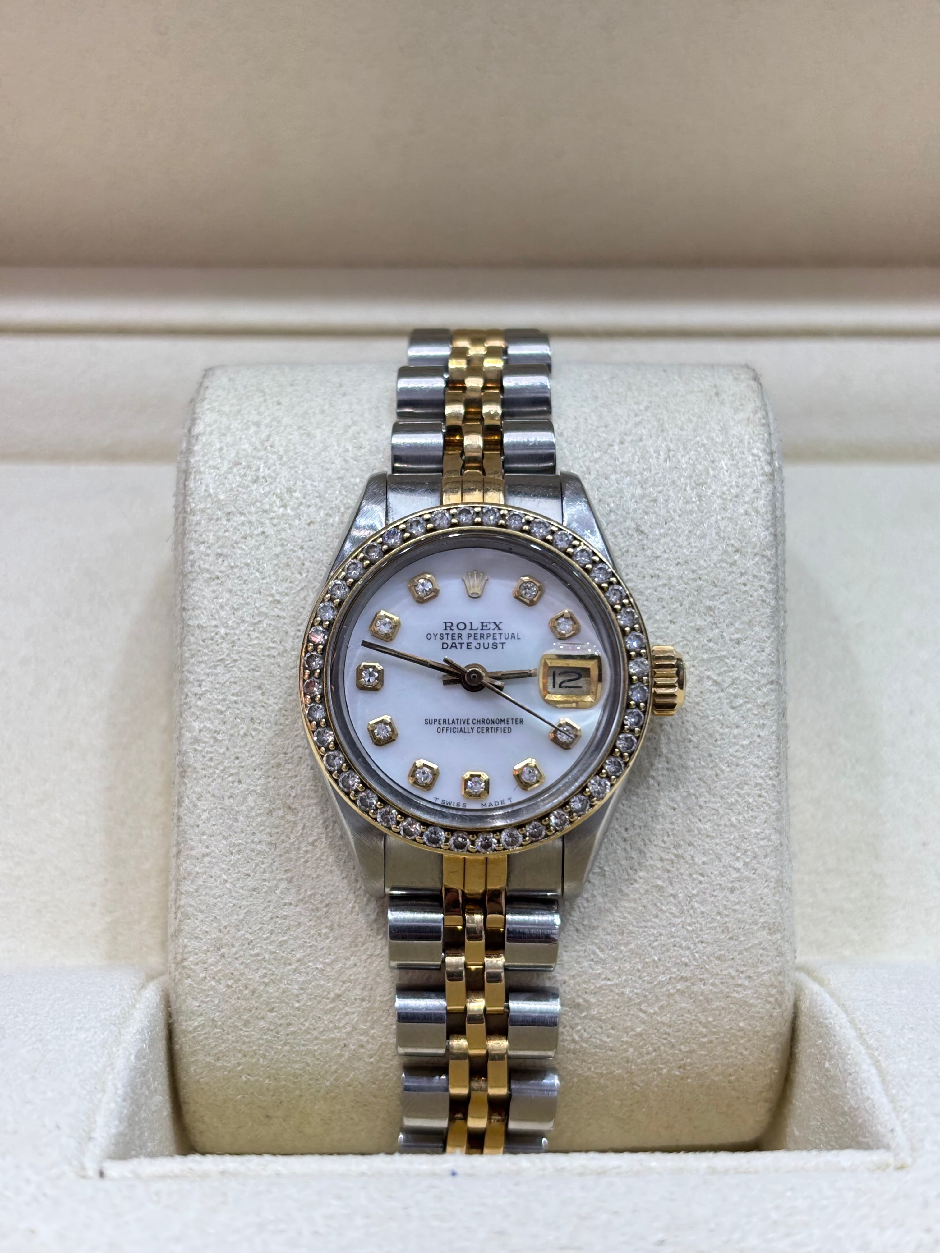 26MM ROLEX DATEJUST | 18KT TWO-TONE YLW | JUBILEE BRACELET | MOP DIAMOND DIAL